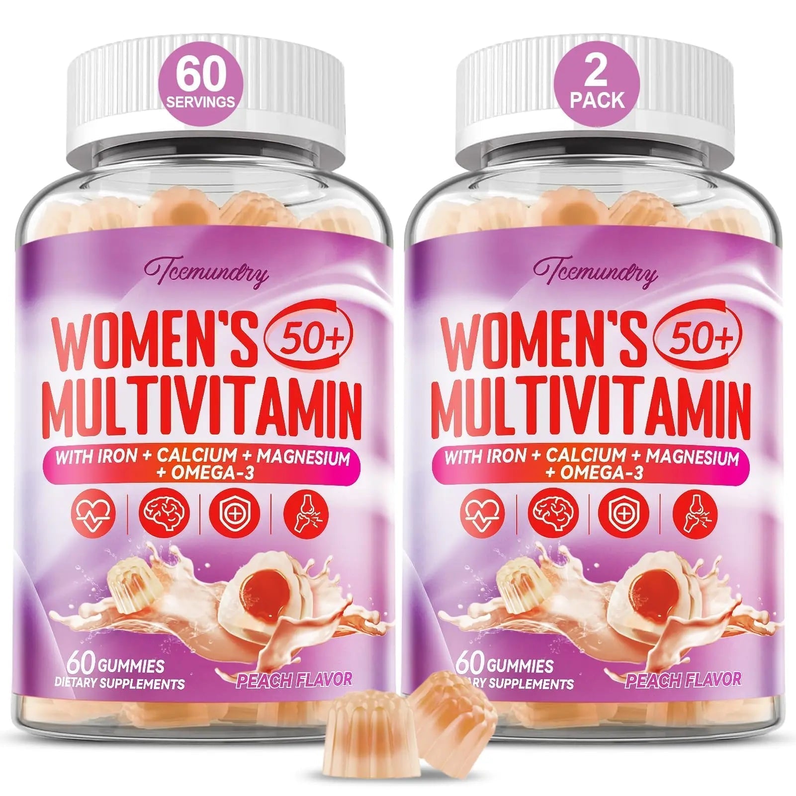 Multivitamin Gummies for Women 50 Plus - with Omega 3, Coenzyme Q10, Iron, Calcium, Zinc, Vitamin A, C, D3, E, K2, B Complex, Folate TcemundryAu supplements