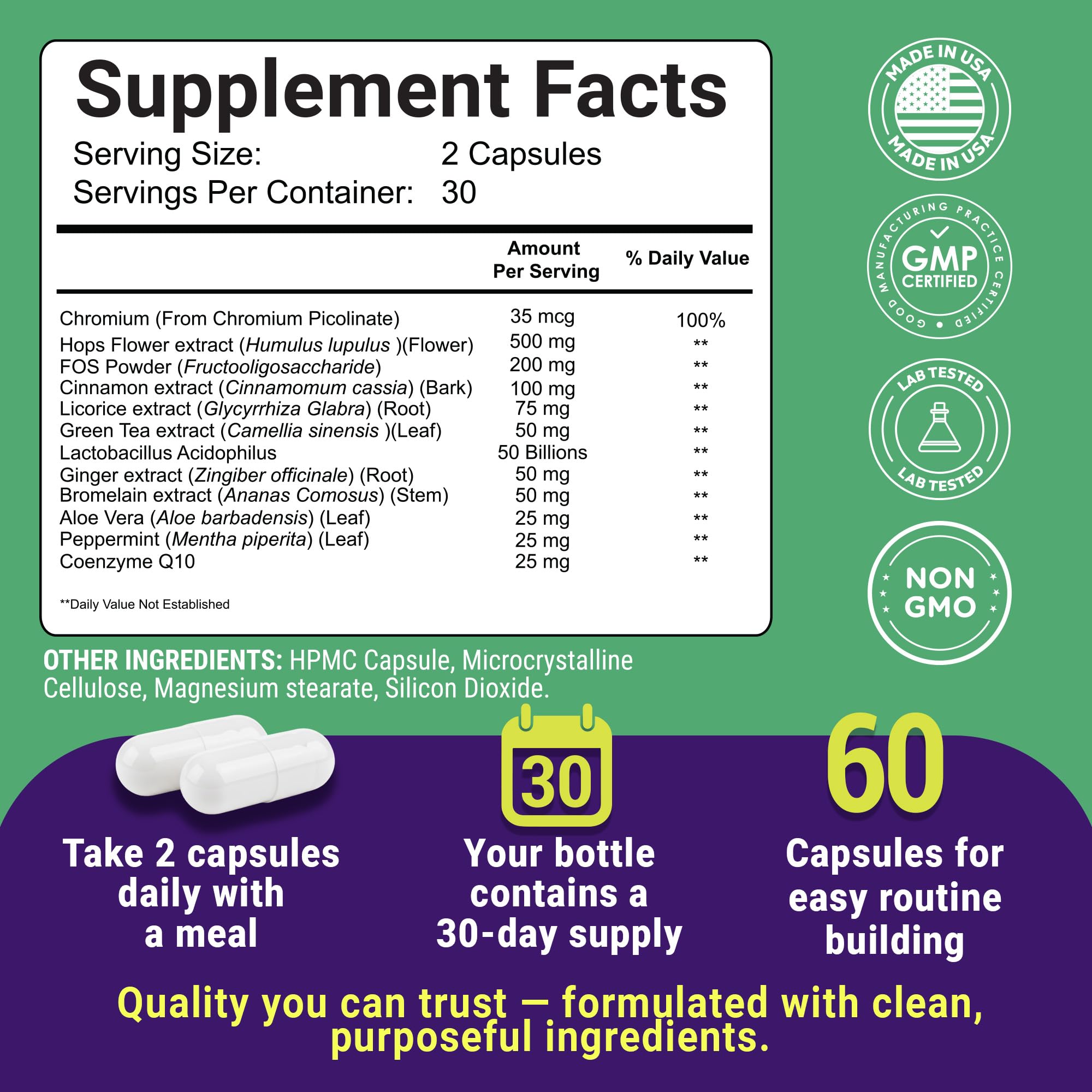 Uncle Scientist GLP-1 Probiotic Dietary Supplement, Supports Healthy Appetite and Metabolic Function - Chromium, Green Tea, Cinnamon, Probiotics & Herbal Blend, 60 Capsules (30-Day Supply) Uncle ScientistAu supplements