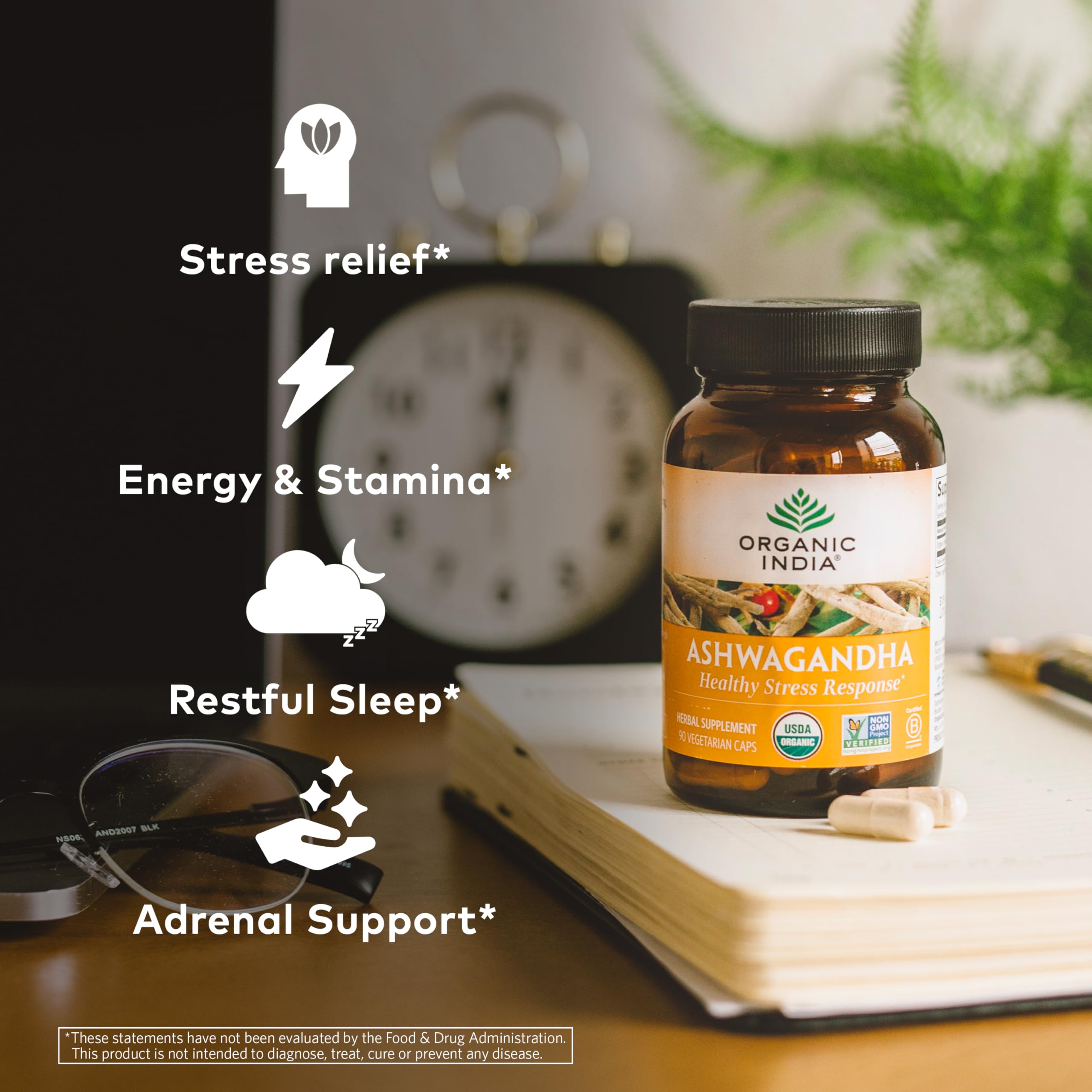 Organic India Ashwagandha Herbal Supplement - Stress Response Support, Vegan, Gluten Organic IndiaAu supplements