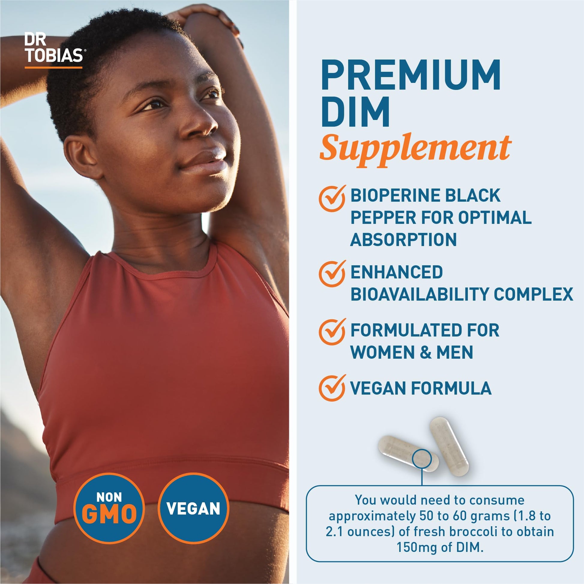 Dr. Tobias DIM Complex, Hormone Balance for Women & Men, DIM Supplement with BioPerine, Broccoli Extract & Calcium D-Glucarate Estrogen Detox Balance Complex, Non-GMO, Vegan, 60 Capsules Dr. TobiasAu supplements