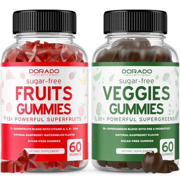 Fruit and Veggies Supplement (120 Gummies) - Premium Sugar-Free Superfood Super Green & Fruit Gummies for Adults - Immunity Support for Men & Women - Non GMO, Vegan Safe & Made in USA DORADO NUTRITIONAu supplements