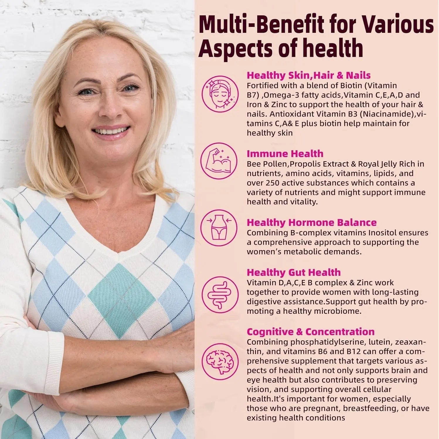 Lerinettia Multivitamin for Women Gummies for 40+ with Omega-3, Niacinamide, B-Complex, Lutein, Iron, Choline, Phosphatidylserine, Vitamin D3 LerinettiaAu supplements