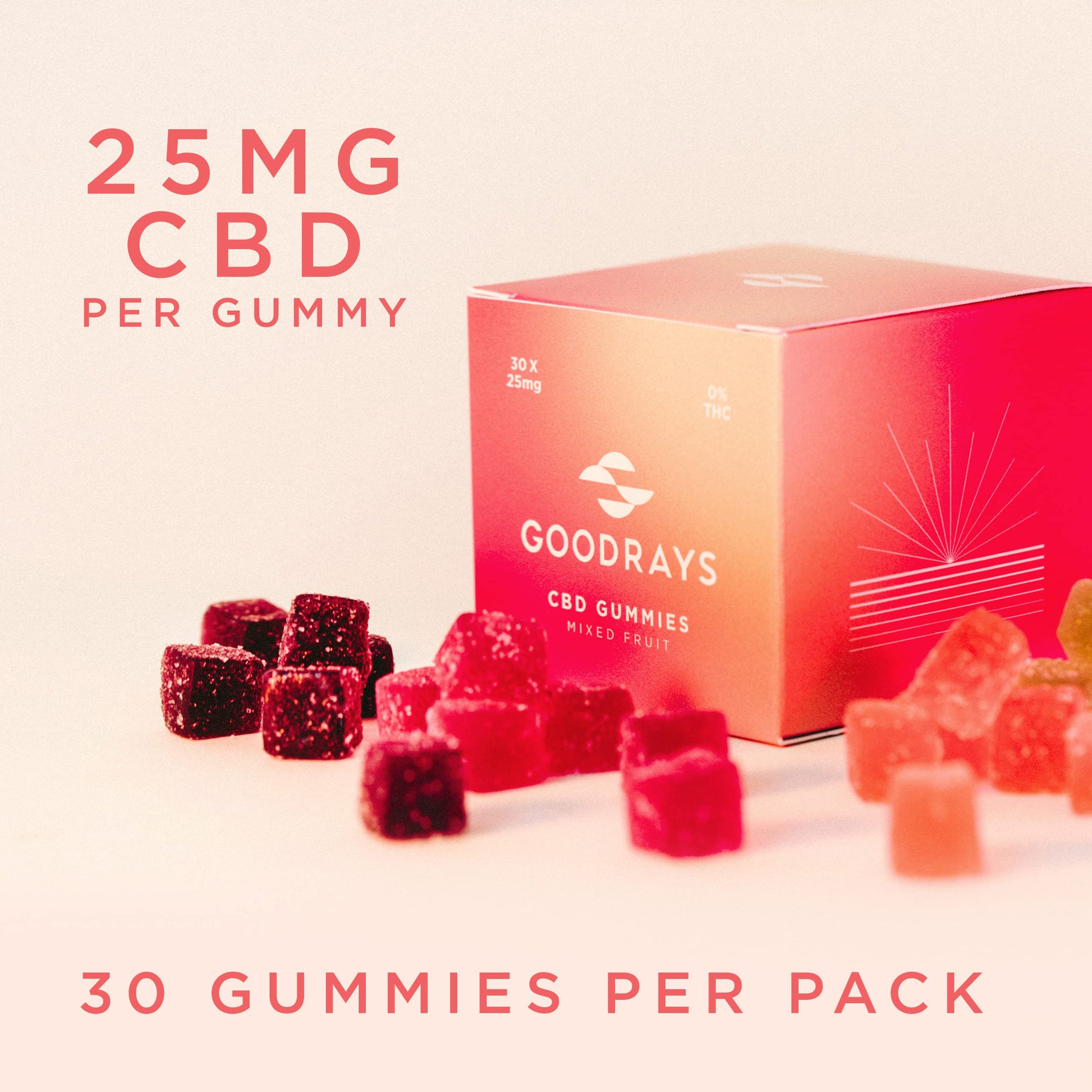 Goodrays - CBD Gummies - High Strength 30 x 25mg Mixed Fruits CBD Edibles GoodraysUS supplements