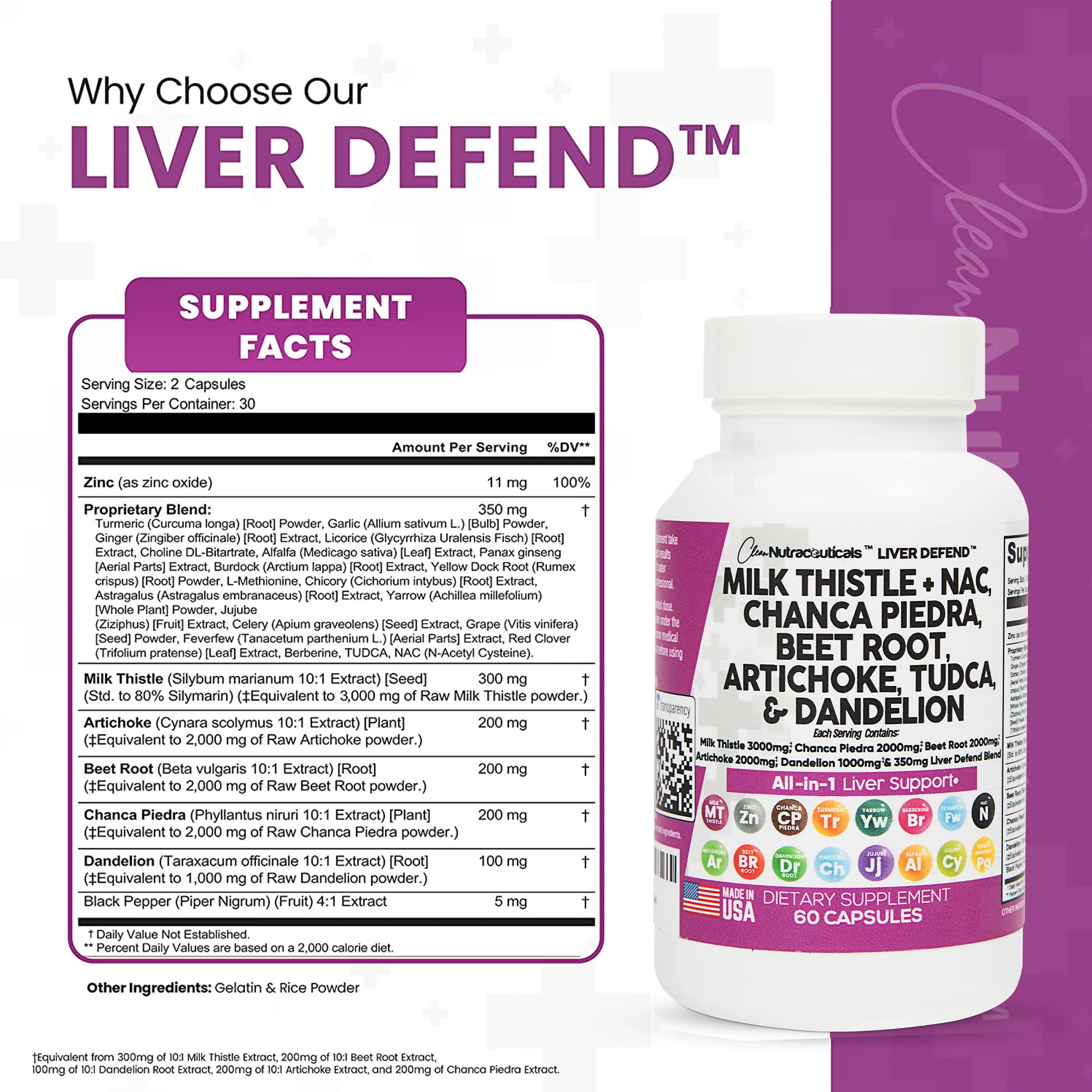 Milk Thistle 3000mg NAC Chanca Piedra 2000mg Beet Root 2000mg Clean NutraceuticalsUS supplements
