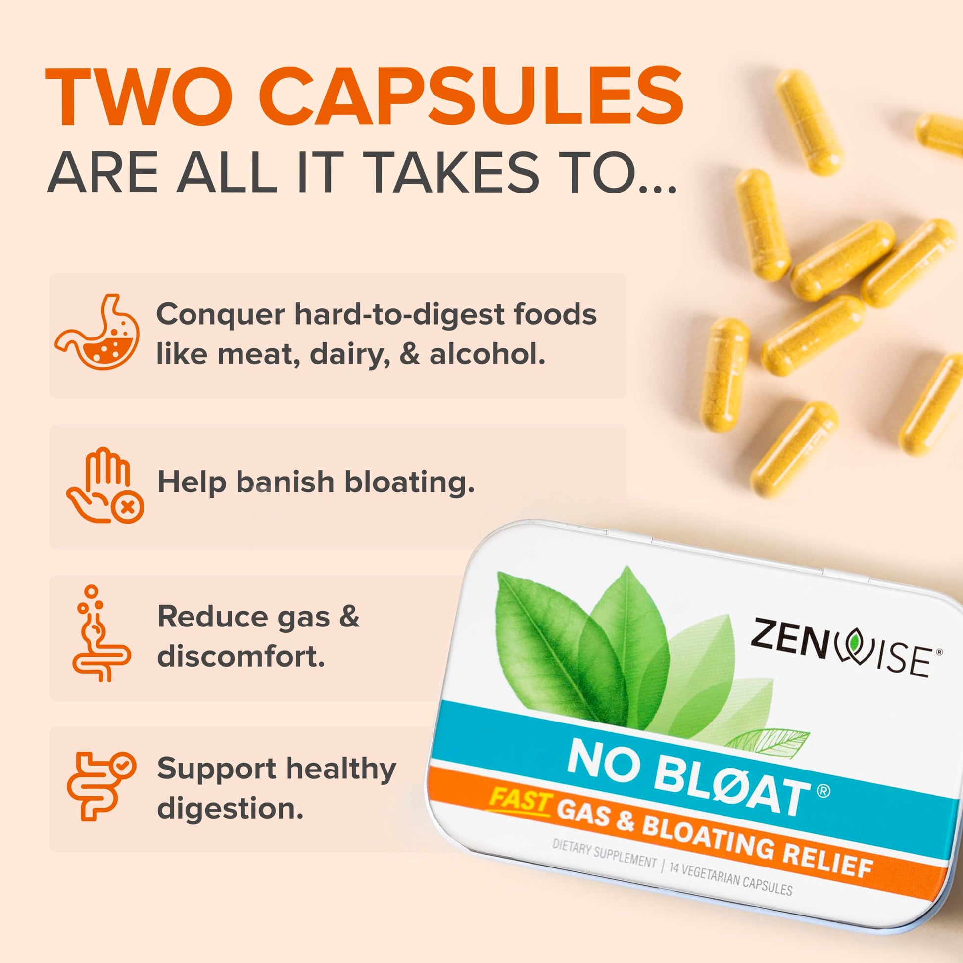 Zenwise Health No Bloat Probiotics for Women and Men Digestive Health with Ginger, Dandelion, and Lactase, Digestive Enzymes for Gas and Bloating Relief - Vegan Water Retention Pills - 14 CT Zenwise HealthAu supplements