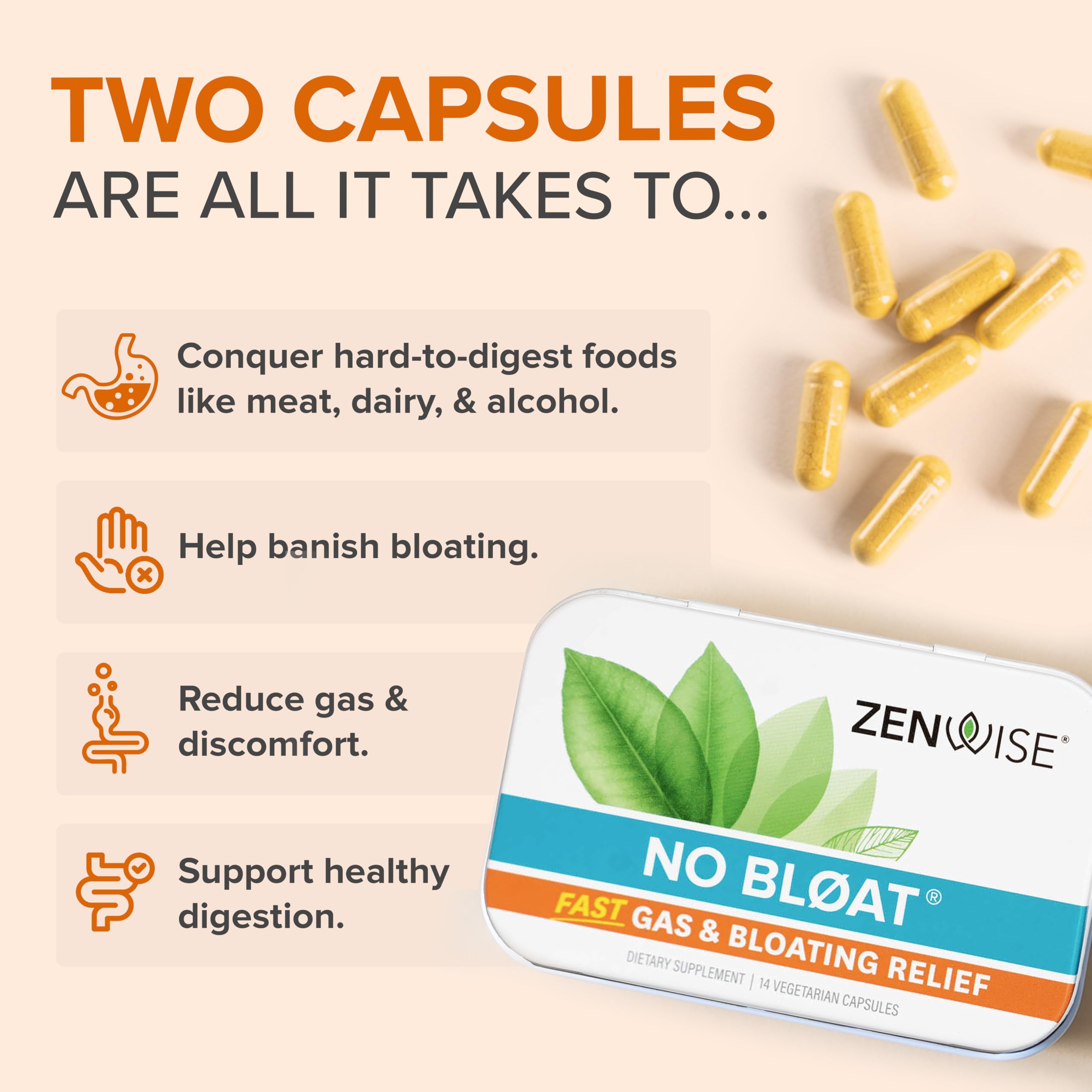 Zenwise Health No Bloat Probiotics for Women and Men Digestive Health with Ginger, Dandelion, and Lactase, Digestive Enzymes for Gas and Bloating Relief - Vegan Water Retention Pills - 14 CT Zenwise HealthAu supplements