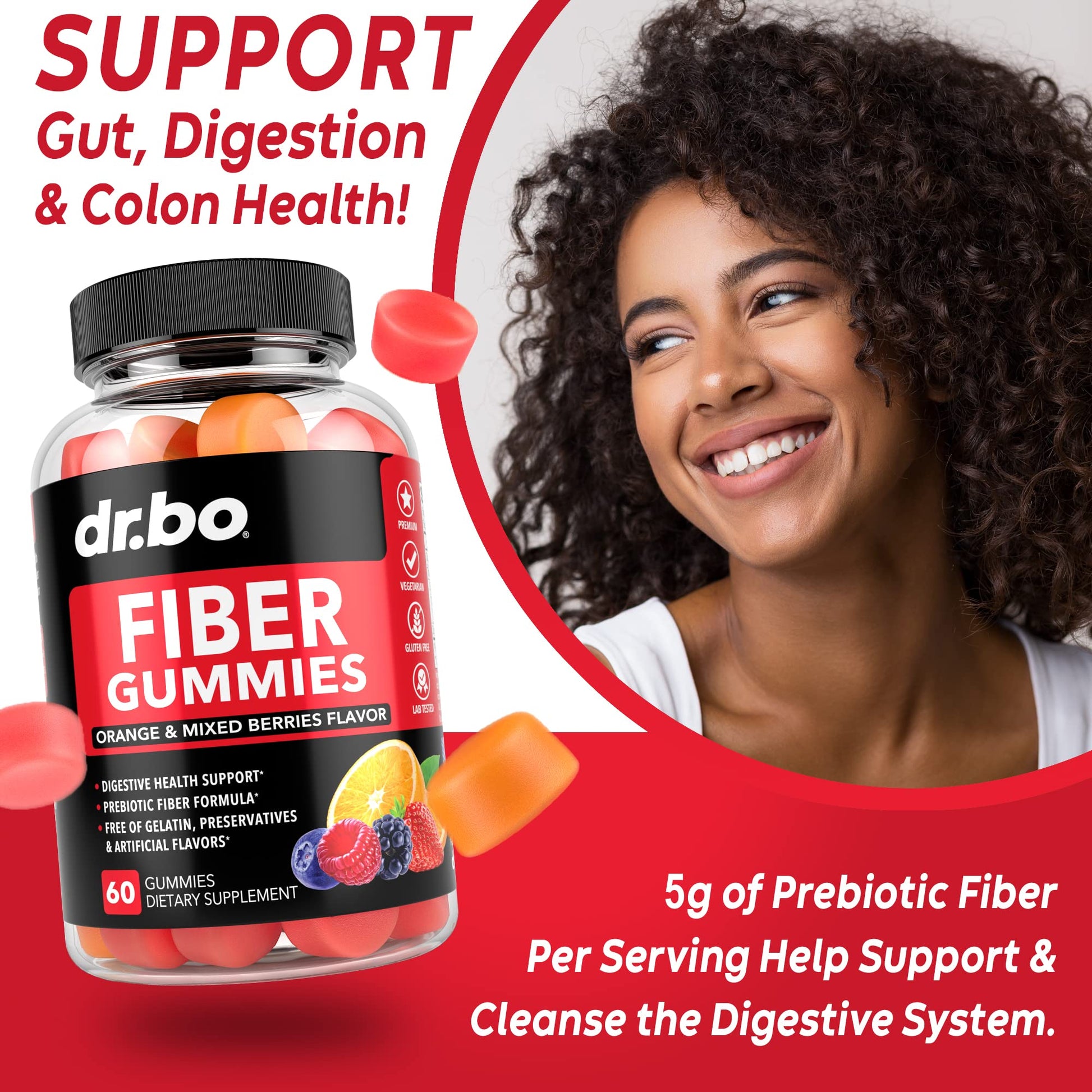 Fiber Gummies for Adults & Kids - Tasty Gummy Prebiotic Fiber Supplement for Max Digest DR. BOUS supplements