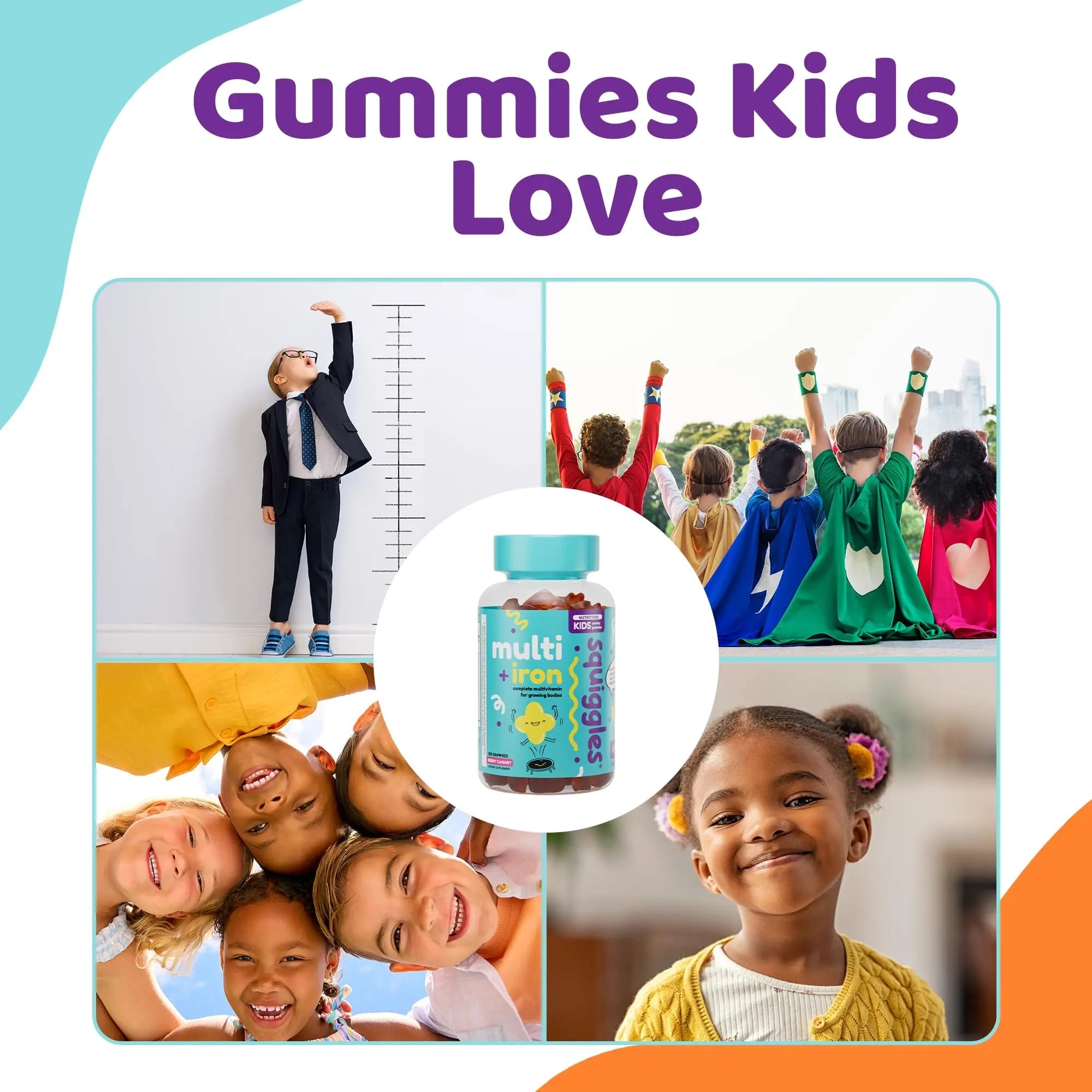 Squiggles Kids Multivitamin + Iron Gummies - Low Sugar Gummy Vitamins with Iron Supplements for Kids SquigglesAu supplements