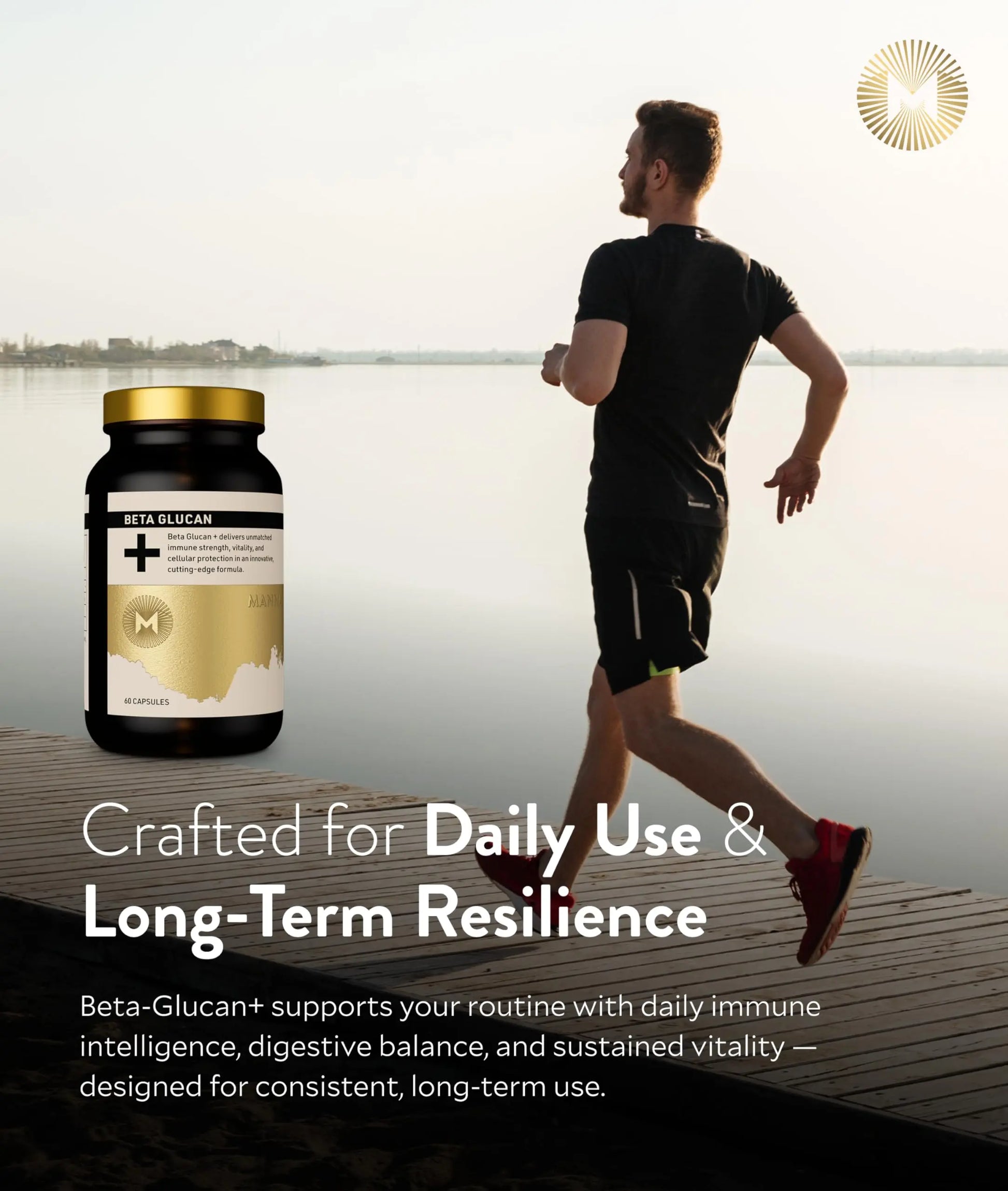 Manna Beta Glucan+ Capsules | 1000mg Beta Glucan Complex | Reishi Mushroom & Oats | Supplement for Immune Support, Heart Health, Cellular Renewal & Antioxidant Protection | 60 Count M Mannanz supplements