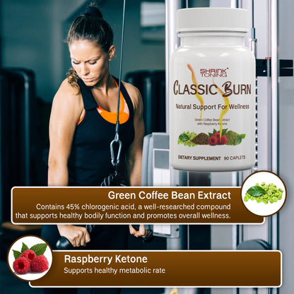 shrink Classic Burn - Pure Green Coffee Bean Extract and Raspberry Ketones with 45% shrinkUS supplements