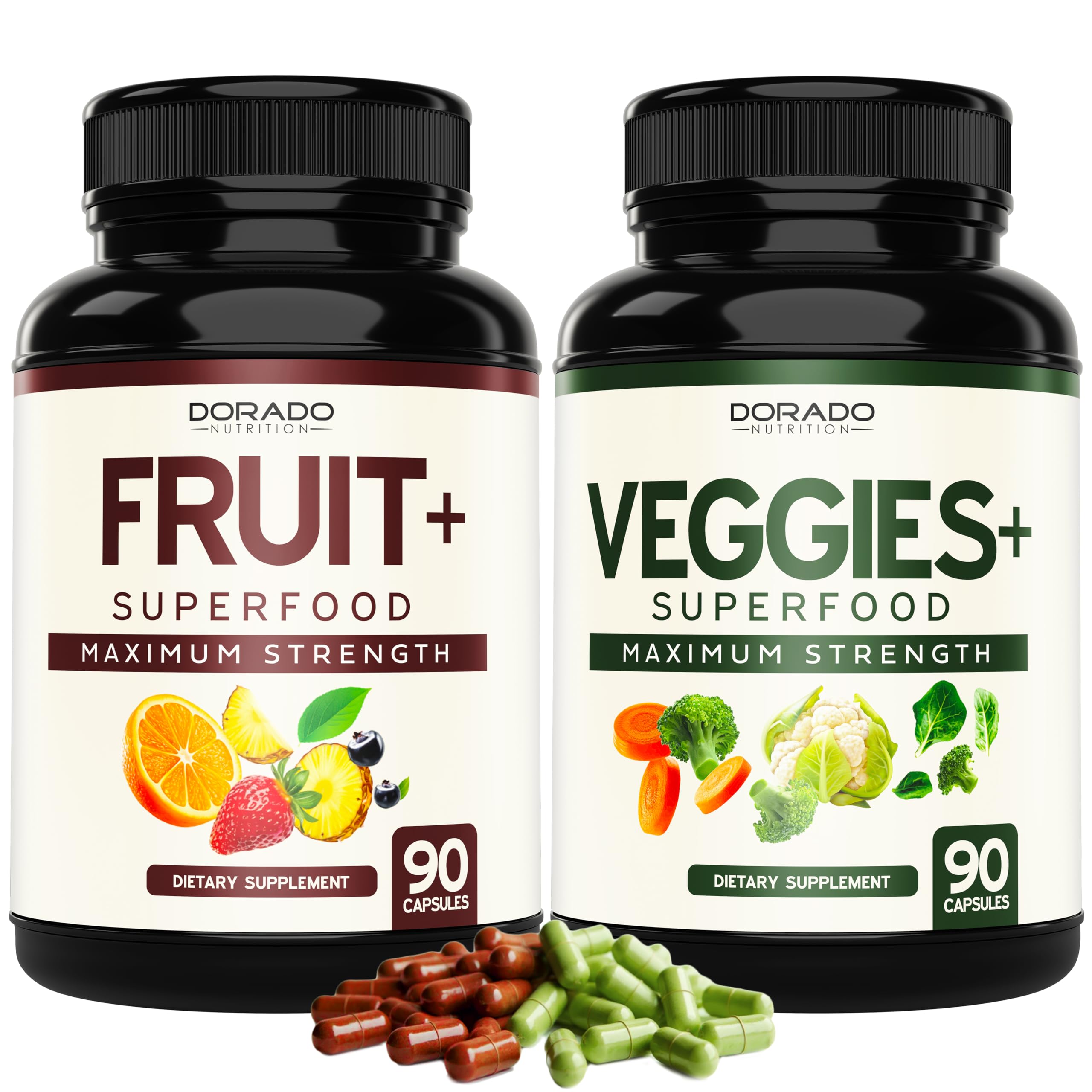 Fruit and Veggies Supplement (180 Capsules) Superfood Fruits and Vegetables Supplements for Adults - Premium Super Food for Energy and Immune Support - Veggies Capsules - Non-GMO & Vegan - USA Made DORADO NUTRITIONAu supplements