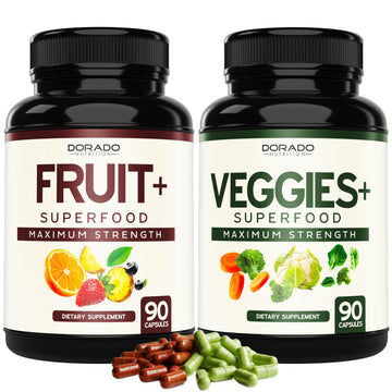 Fruit and Veggies Supplement (180 Capsules) Superfood Fruits and Vegetables Supplements for Adults - Premium Super Food for Energy and Immune Support - Veggies Capsules - Non-GMO & Vegan - USA Made DORADO NUTRITIONAu supplements