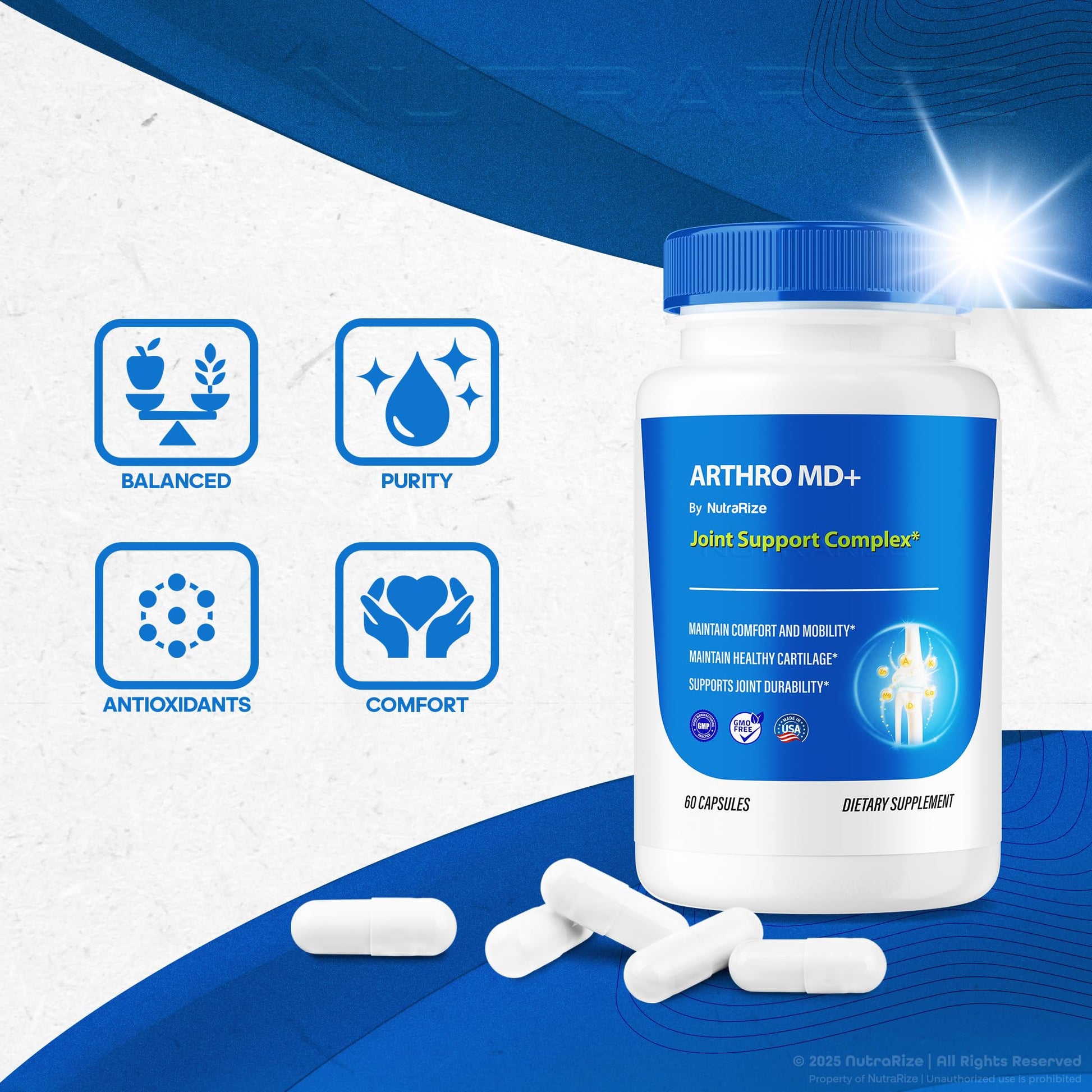 NutraRize (3 Pack) Arthro MD+ Capsules, Official Arthro MD Joint Support, All Natural Formula to Support Flexibility and Mobility, Premium Pills for Healthy Joints, Arthro M D Review (180 Capsules) NutraRizeAu supplements