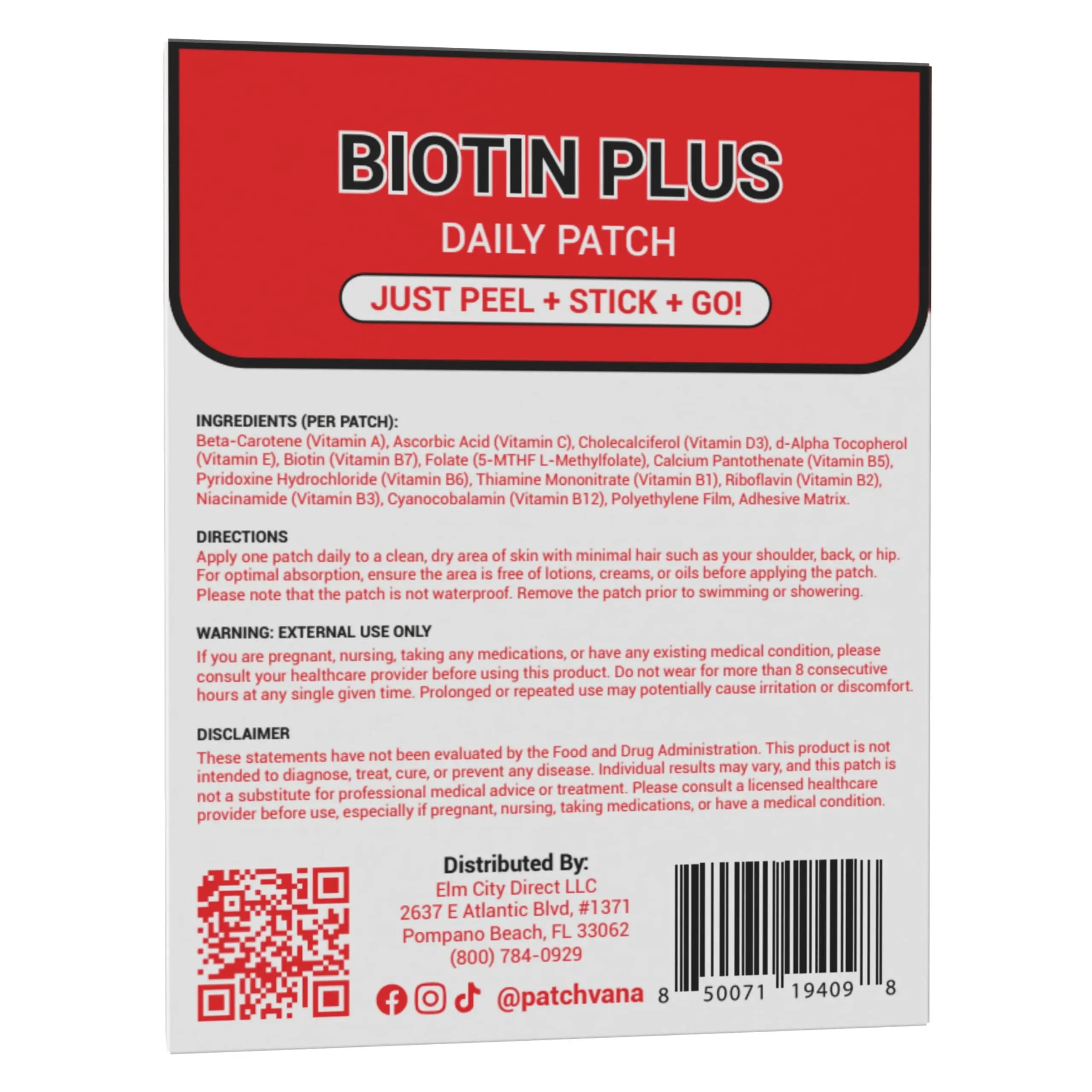 Patchvana Biotin Plus Patch for Women & Men, 1 Month Supply, 30 Patches Patchvananz supplements