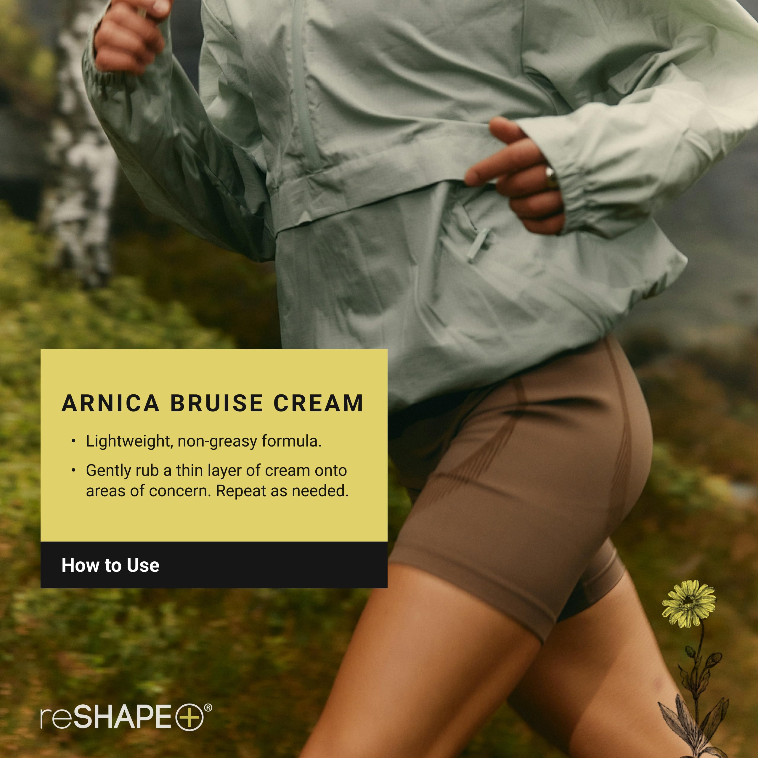 Reshape+ Arnica Bruise Relief Topical Cream For Bruising, Swelling, & Discoloration On Skin, Natural Skin Care Homeopathic Arnica Lotion W/Vitamin K, Horse Chestnut, & Collagen, Large 8 Fl Oz Reshape+Au supplements