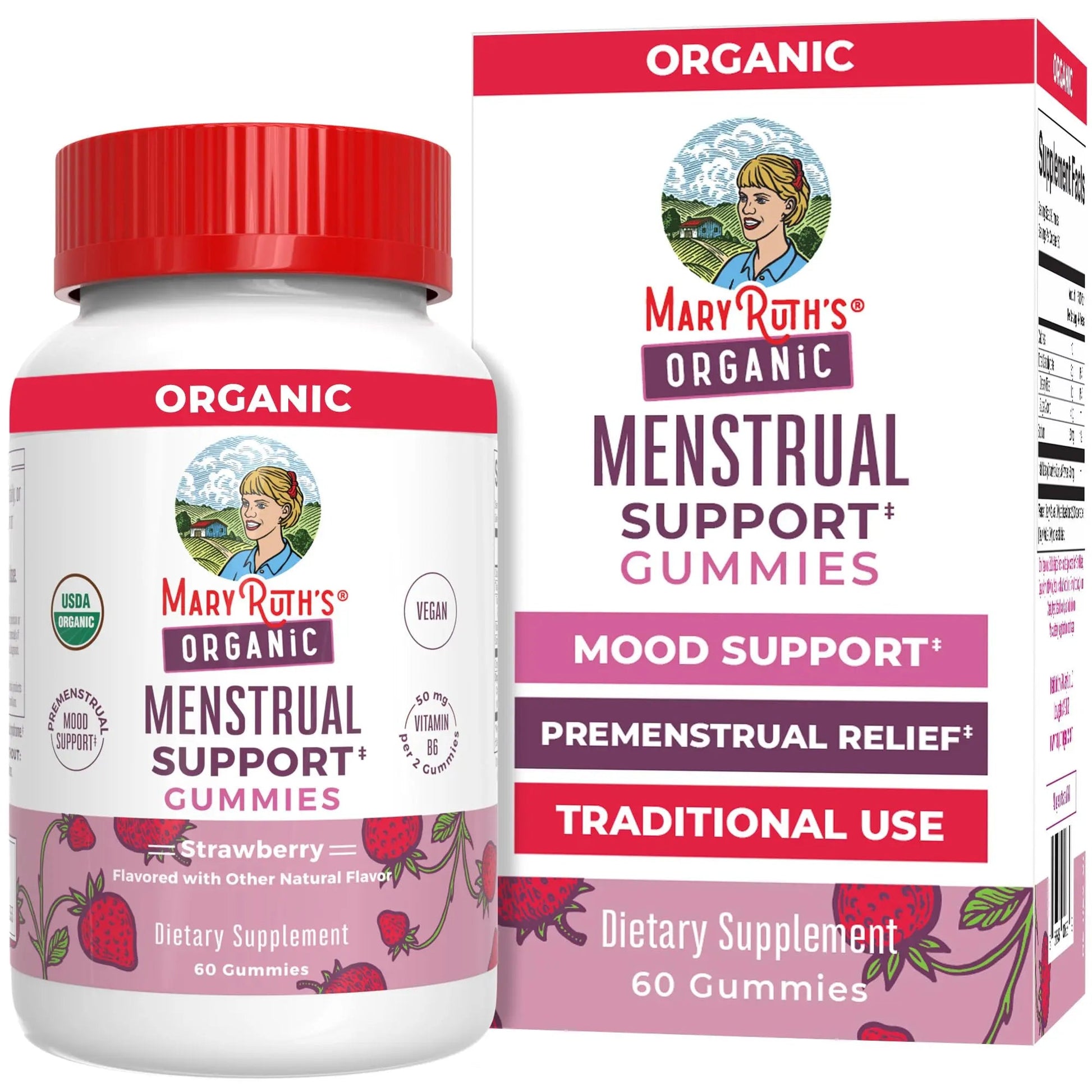 Organic Menstrual Support Gummies by MaryRuth's | for The Relief of Common Symptoms of Premenstrual Syndrome | PMS Support | Premenstrual Mood Support | USDA Organic | Non-GMO | Vegan | 30 Servings MARYRUTH'SAu supplements