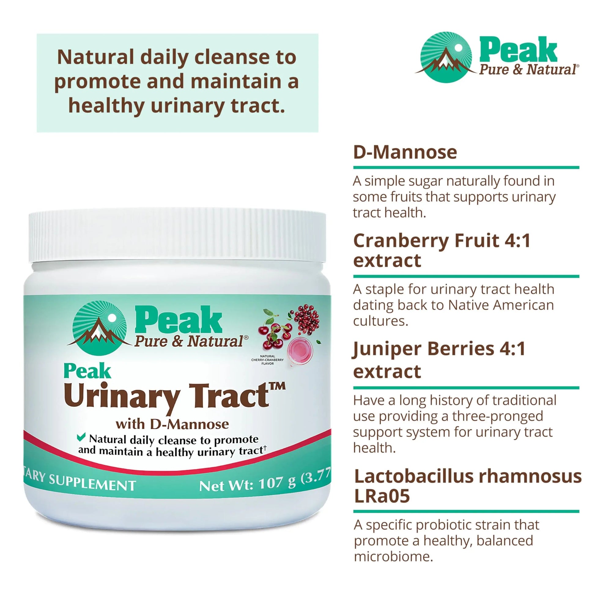 Peak Urinary Tract Supplement Powder - Cranberry and D-Mannose Powder with Juniper Berries and Probiotics for Urinary Tract Health, Ph Balance, UTI Defense - Vegan, Gluten Free (30 Day Supply) Peak Pure & NaturalAu supplements