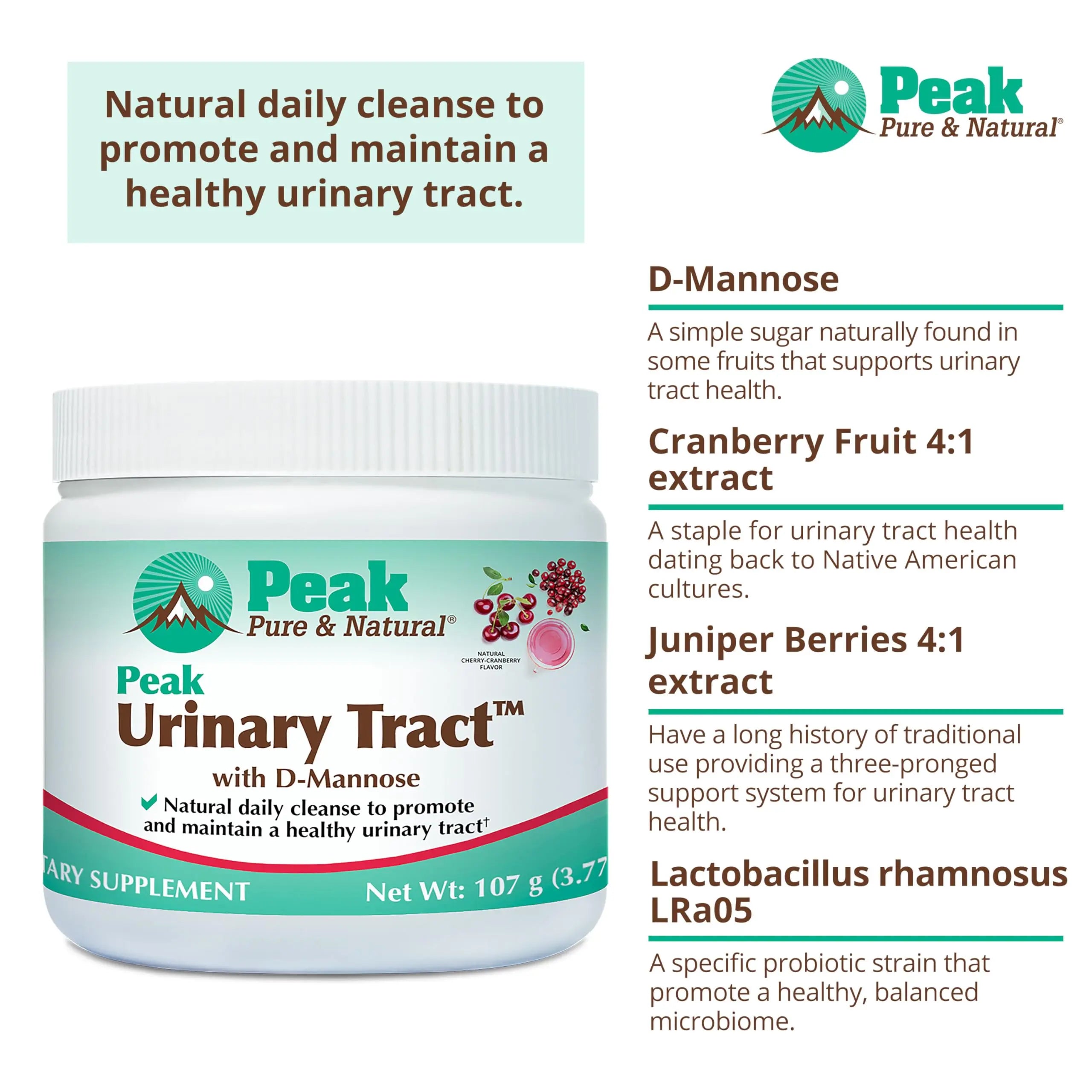 Peak Urinary Tract Supplement Powder - Cranberry and D-Mannose Powder with Juniper Berries and Probiotics for Urinary Tract Health, Ph Balance, UTI Defense - Vegan, Gluten Free (30 Day Supply) Peak Pure & NaturalAu supplements