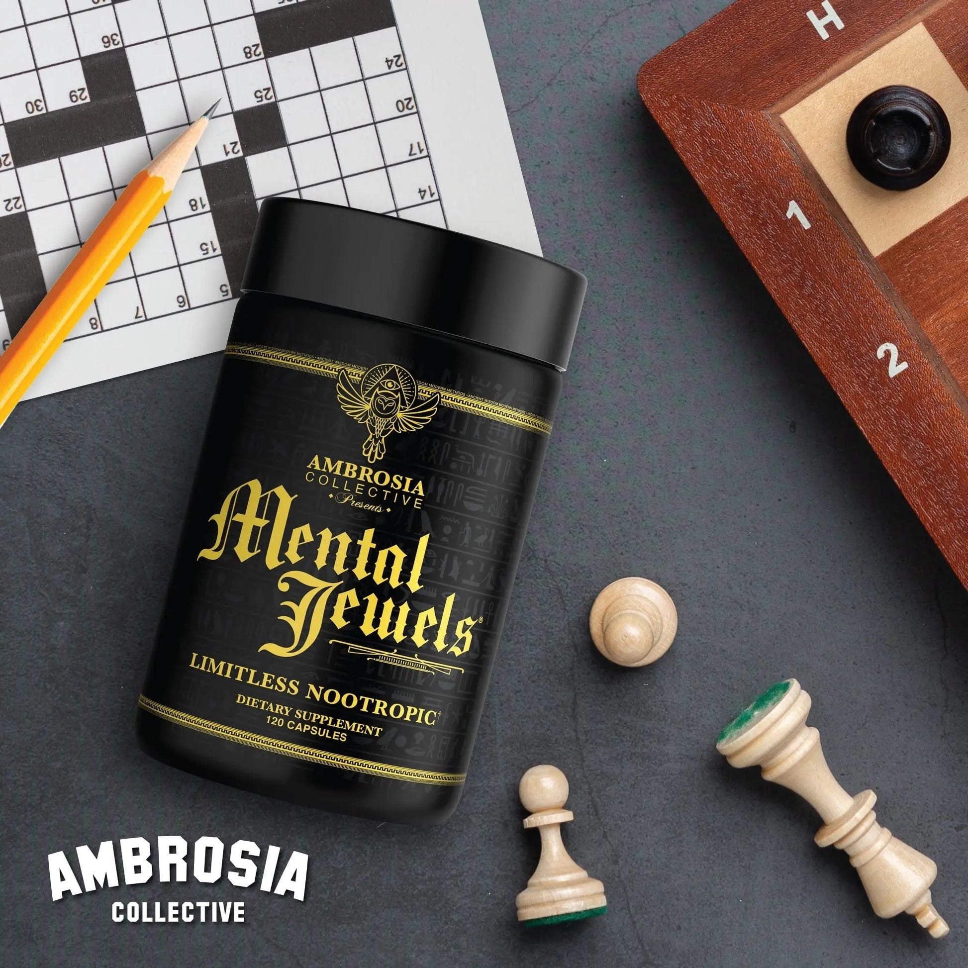 Ambrosia Mental Jewels (Capsules) - Cognitive Enhancer | Increase Memory, Communication Skills, Concentration & Focus | Alpha GPC, Choline, BaCognize AmbrosiaAu supplements
