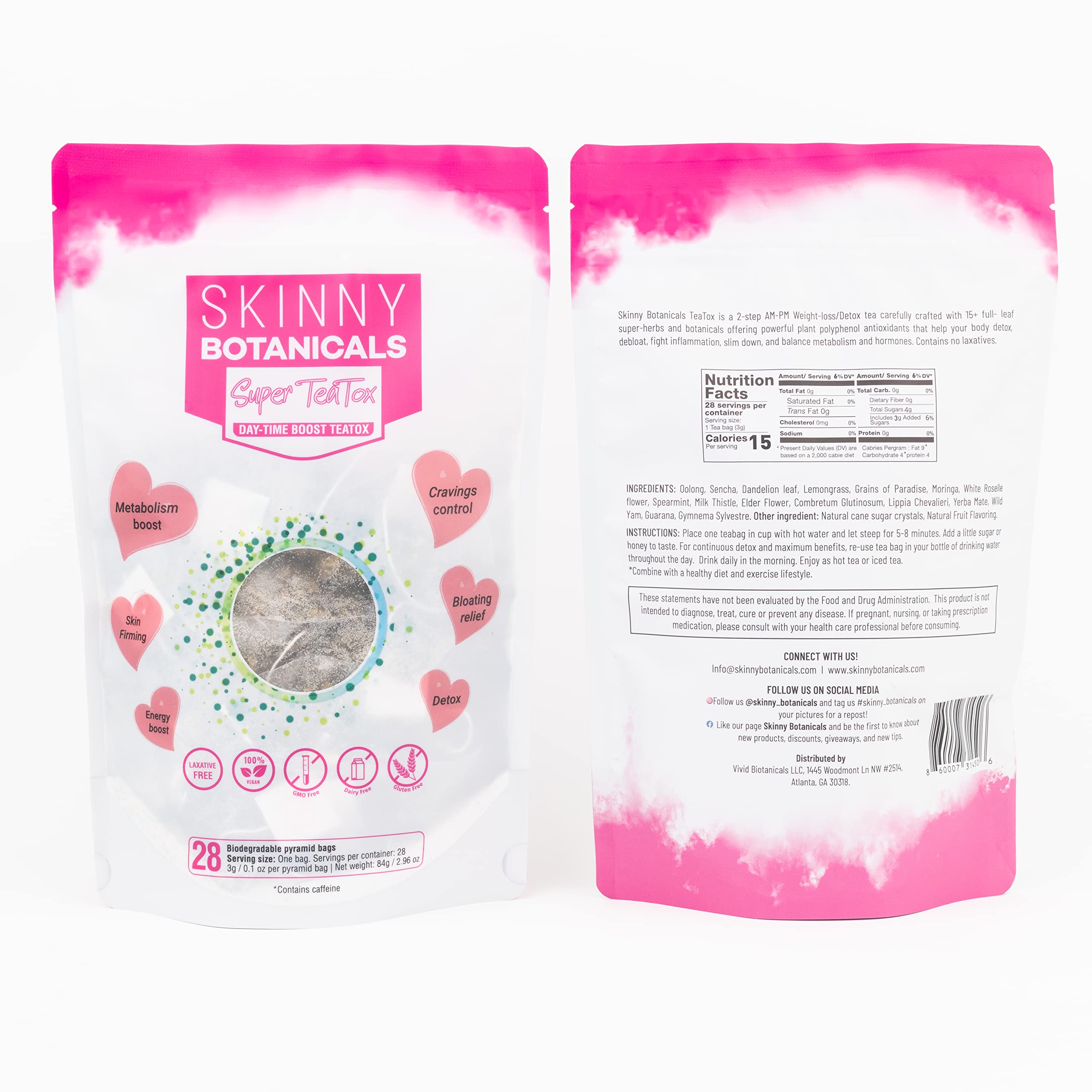 Skinny Botanicals Daytime Detox Tea for Body Cleanse All Natural - Laxative-Free, Supports Skinny BotanicalsUS supplements
