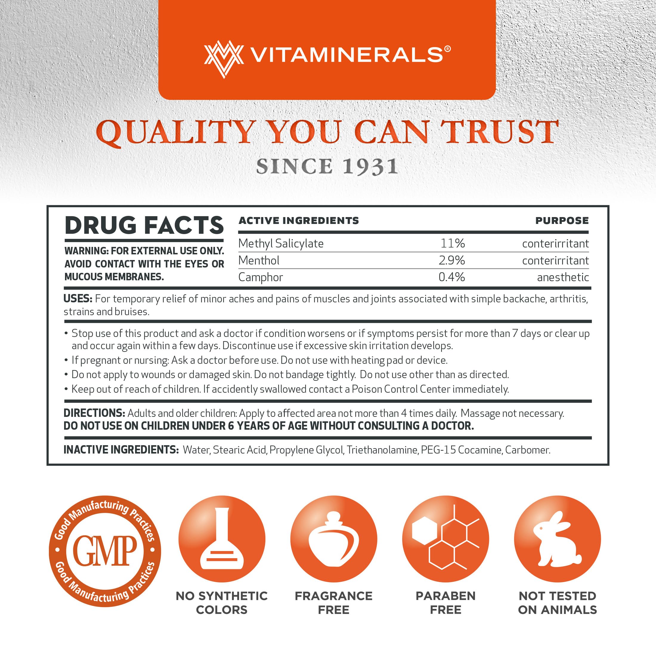 Vitaminerals 171 Glenalgesic® Pain Support Analgesic Balm, Muscle & Joint | Maximum Strength | Menthol | Camphor (8 oz) VitamineralsAu supplements