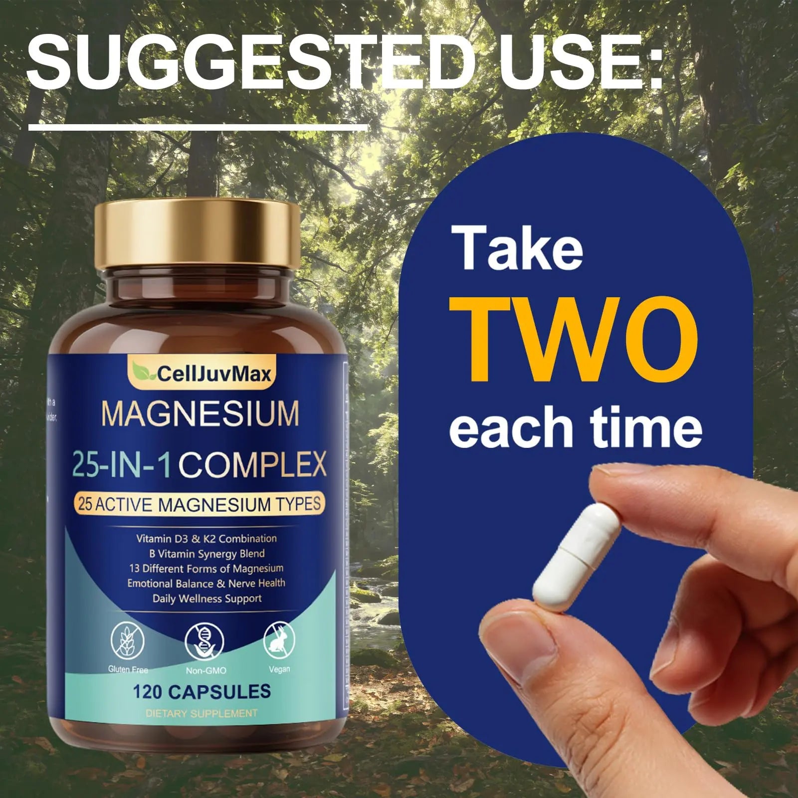 25-in-1 Magnesium Complex | Multi-Form Absorbable Blend for Daily Nutritional Support, 120 Vegan Caps (1) PBZPBZnz supplements