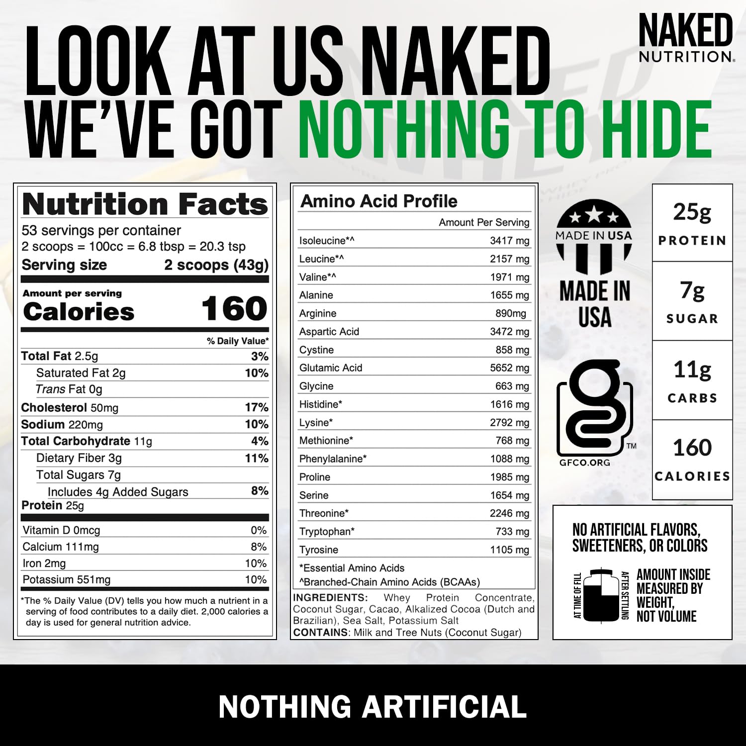 NAKED Whey Double Chocolate Grass Fed Whey Protein Powder, No GMO, No Soy NAKEDUS supplements