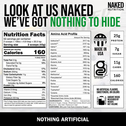 NAKED Whey Double Chocolate Grass Fed Whey Protein Powder, No GMO, No Soy NAKEDUS supplements