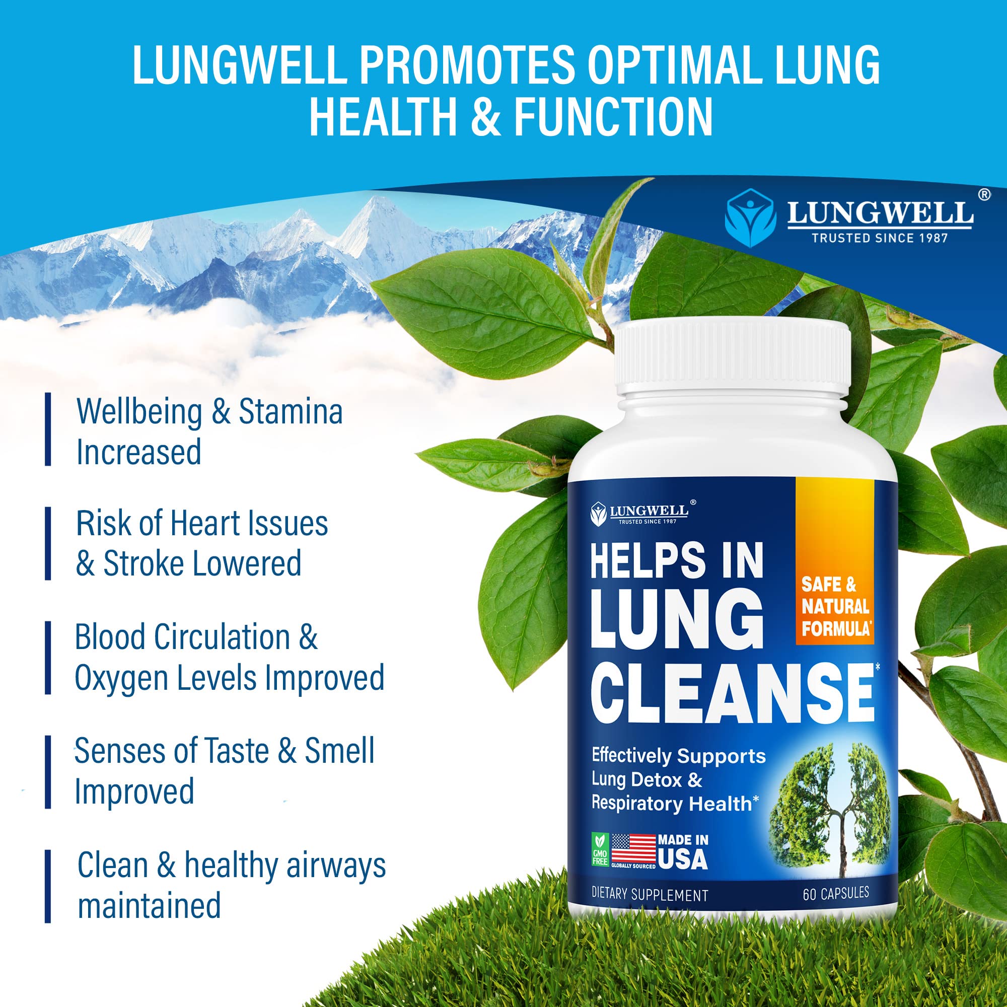 LUNGWELL Quit Smoking Aid - Made in USA - Helps to Clear Lungs & Stop LUNGWELLUS supplements