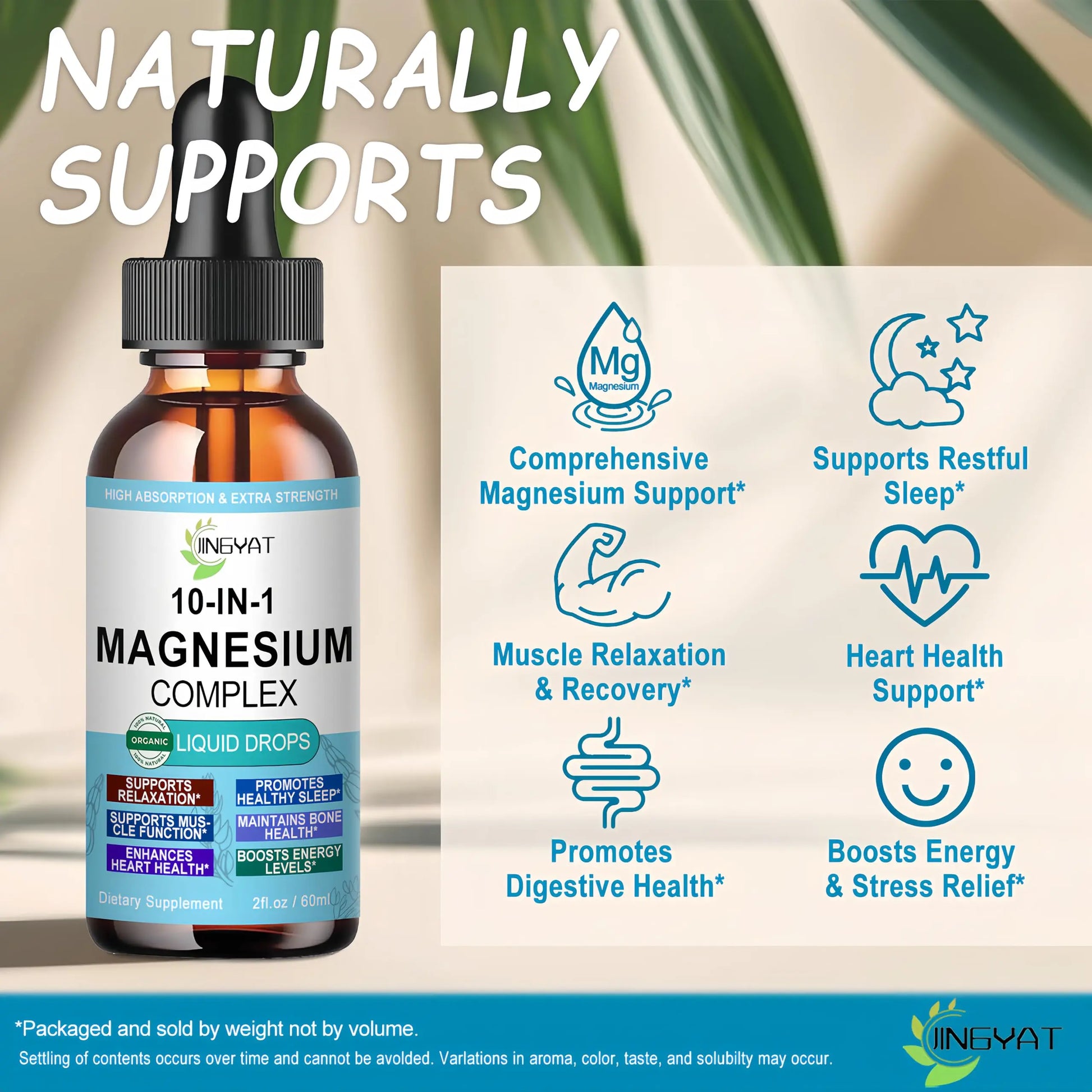 High Absorption Magnesium Complex Drops | 10-in-1 Liquid Magnesium Complex for Women & Men with Glycinate,Citrate,Taurate | for Stress Relief,Sleep,Heart Health | Vegan,Non-GMO,Fast-Acting Formula JINGYATnz supplements