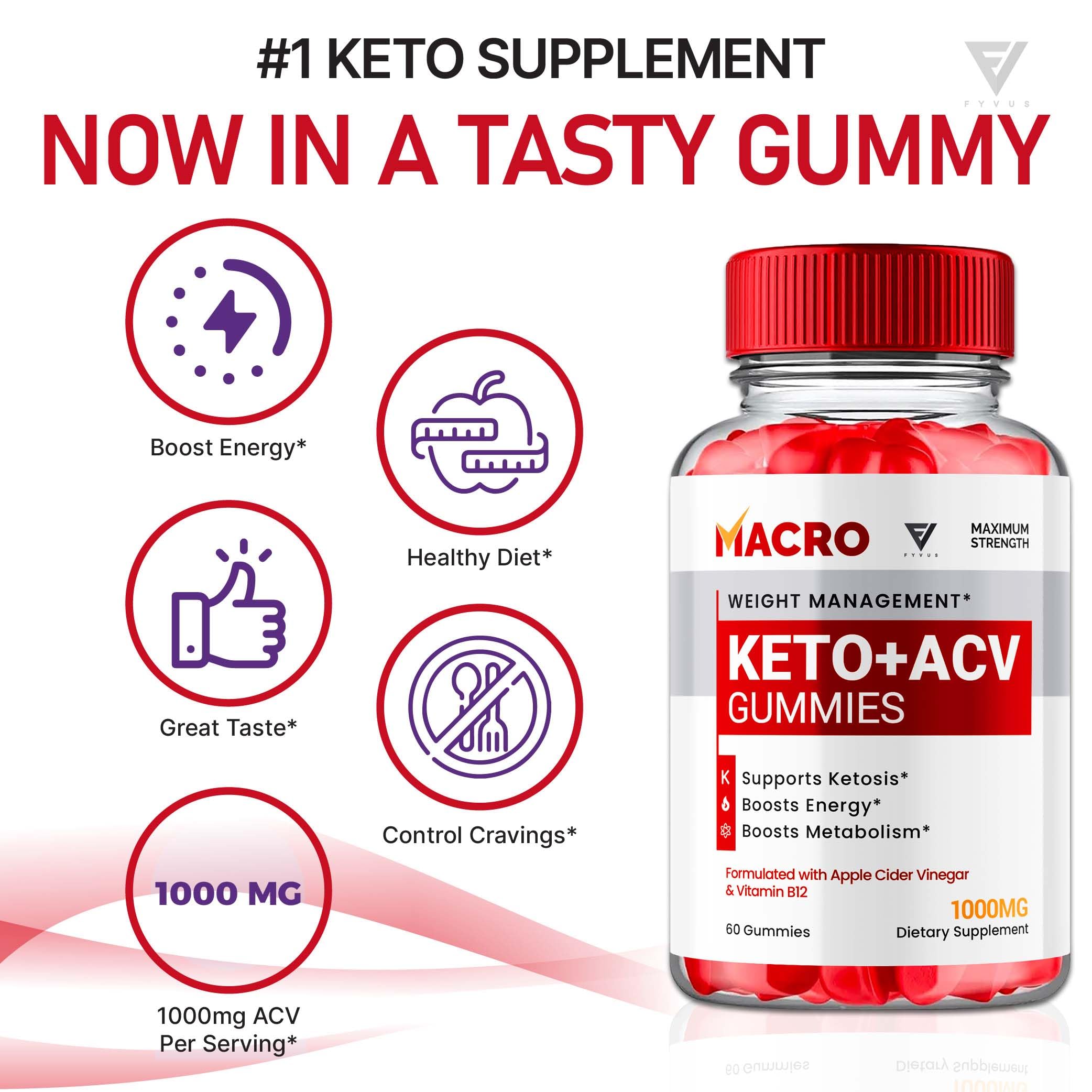 Macro Keto ACV Gummies Advanced Apple Cider Vinegar Vitamin Supplement FyvusUS supplements