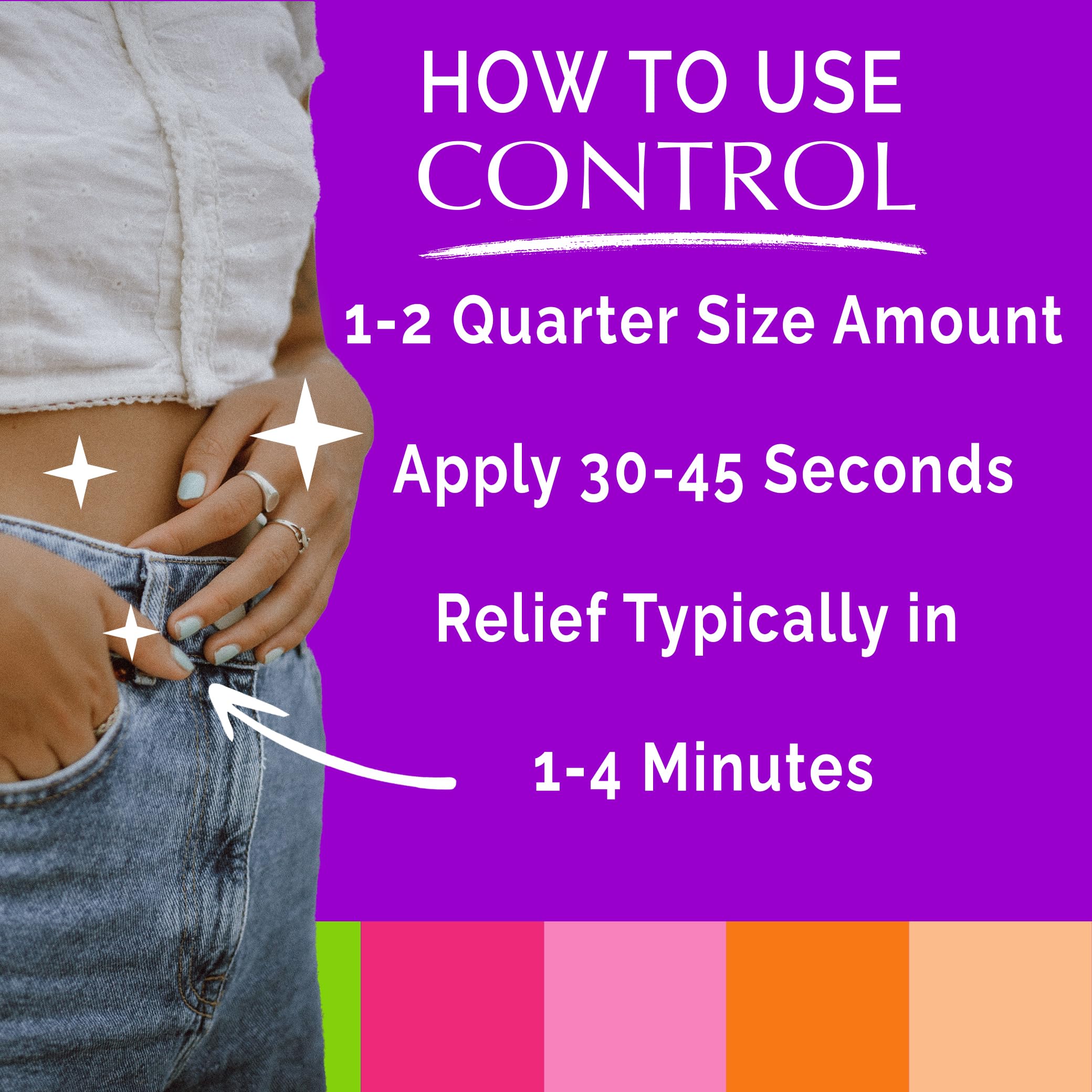 CONTROL, Menstrual Cramp Relief Cream, Topical Pain Relief for Period Cramps and PMS, Period Relief Products, Fast and Effective, Easy to Use, Safe for All Ages, Hormone Free, All Natural, 3 oz Tube. CONTROLAu supplements