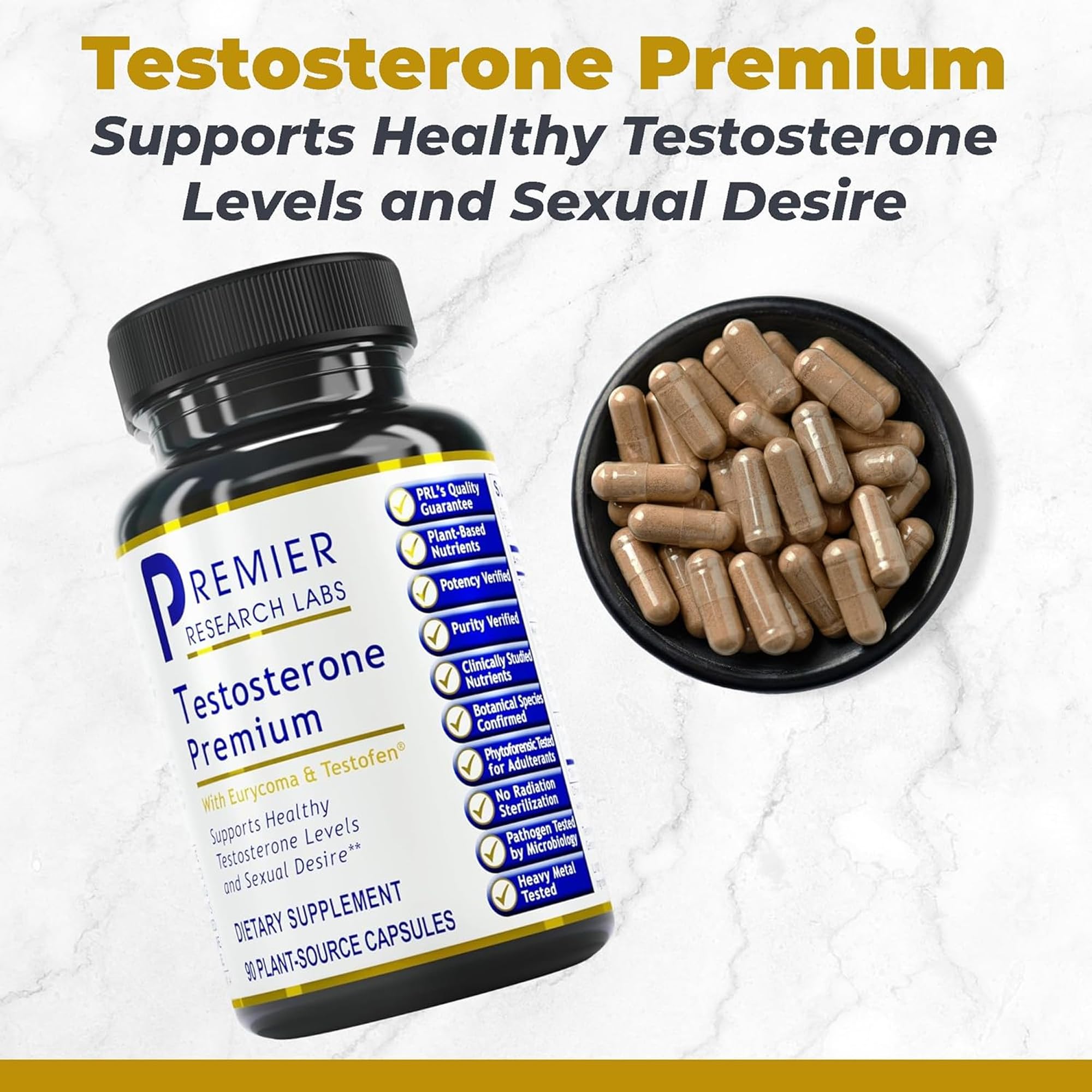 Premier Research Labs Testosterone Premium - Testosterone Supplement for Men, All Natural Testosterone Complex, Premier Labs Testosterone Support, Fenugreek, Cordyceps & Maca - 90 Vegetarian Capsules Premier Research LabsAu supplements