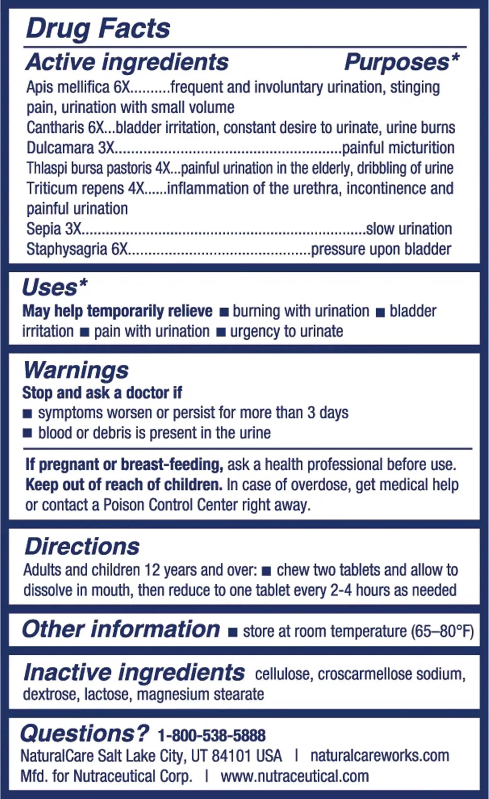 NaturalCare UTI Care Tablets - Fast-Acting Relief for Urinary Tract Infection, 60 Count NaturalCareAu supplements