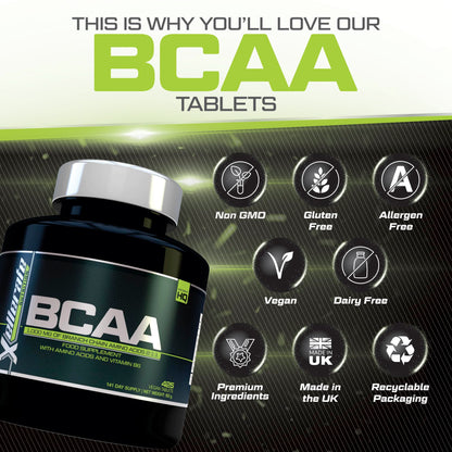 BCAA 1000mg - 425 Vegan Tablets - 3000mg Daily Serving - 141 Day Supply - 2:1:1 BCAAs Xellerate NUTRITIONUS supplements
