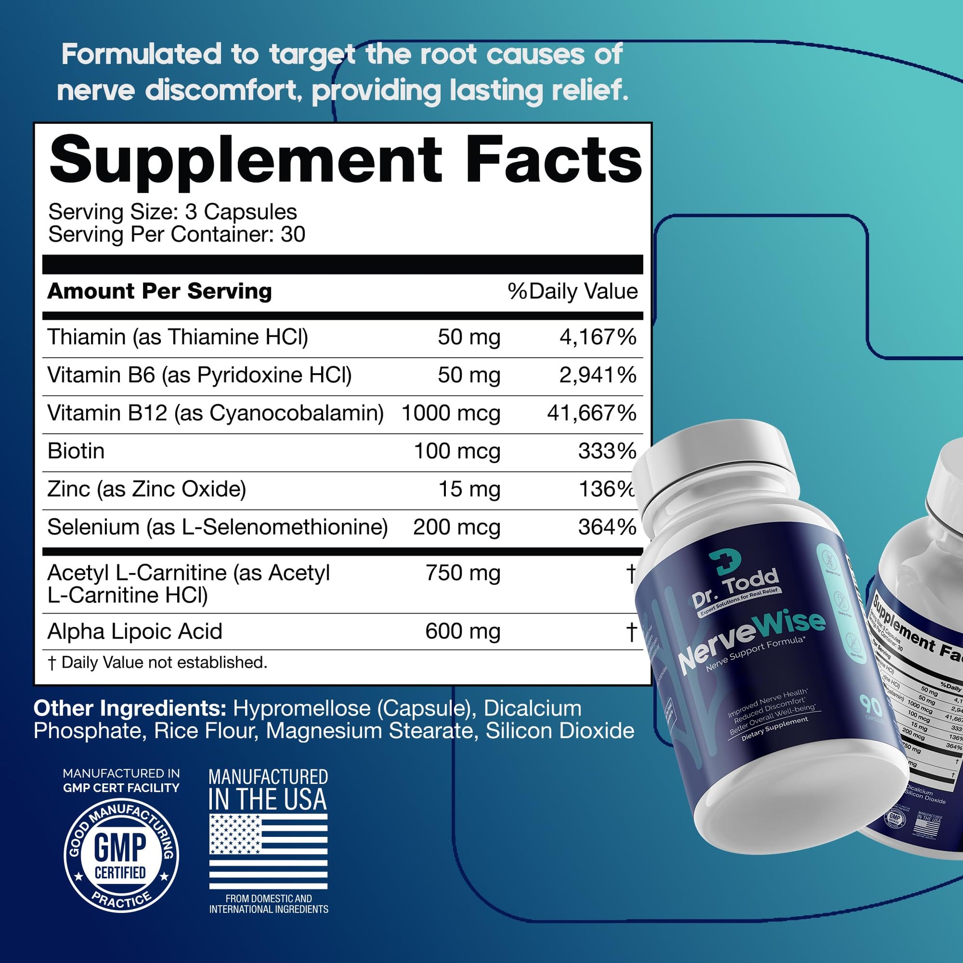 Dr. Todd NerveWise Nerve Support Supplement for Foot, Hand & Leg Comfort – Daily Formula for Healthy Nerve Function, Helps Support Nerve Balance, Body Comfort & Overall Nerve Wellness – 30 Day Supply Dr. ToddAu supplements