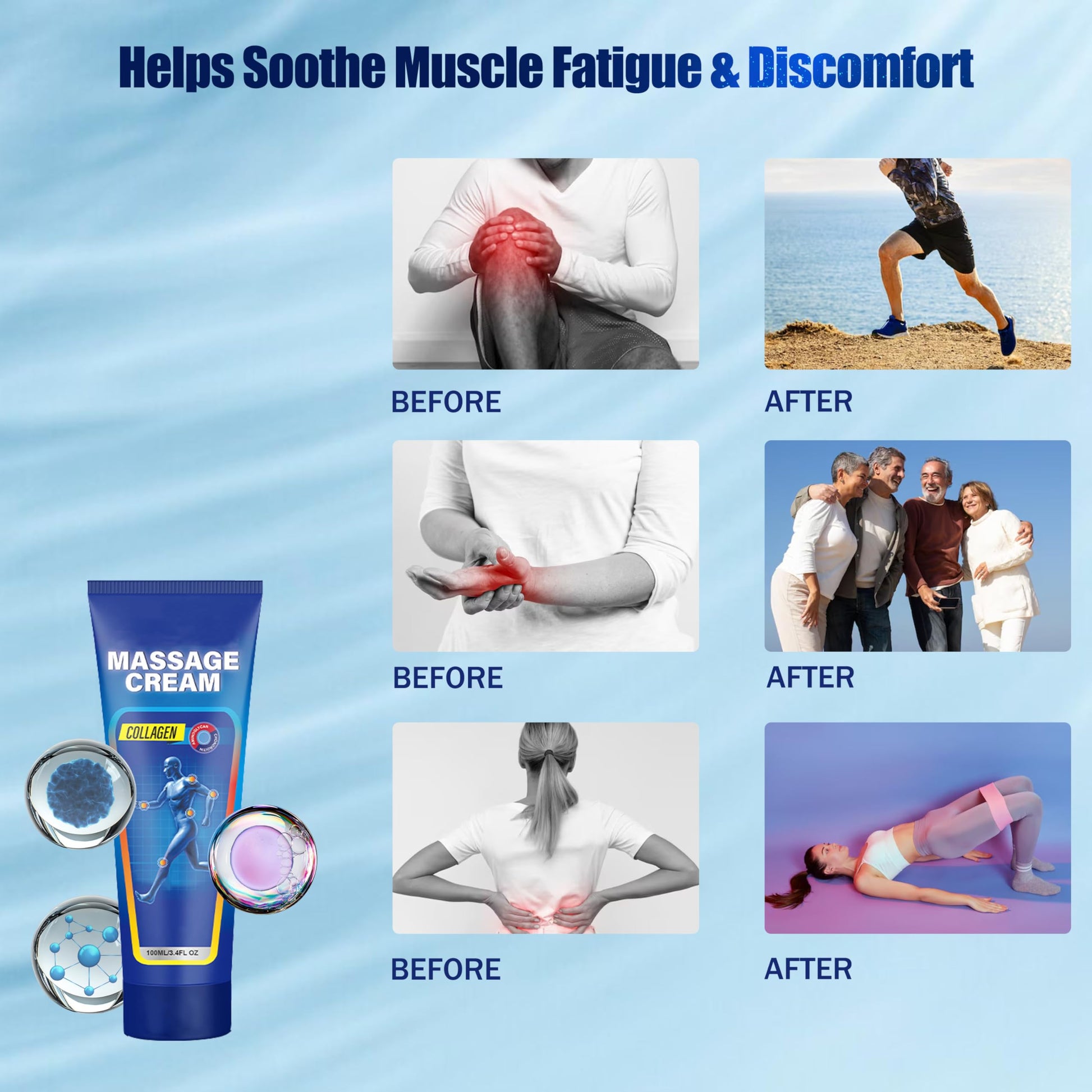 Soothing Cooling Gel for Muscle Tightness – Fast Absorbing Formula with Aloe Vera, Menthol & Tea Tree Oil | Sports & Daily Body Care Gel for Women & Men | Non-Greasy, Refreshing Feel (100ML/3.4oz) MIsiyuoAu supplements