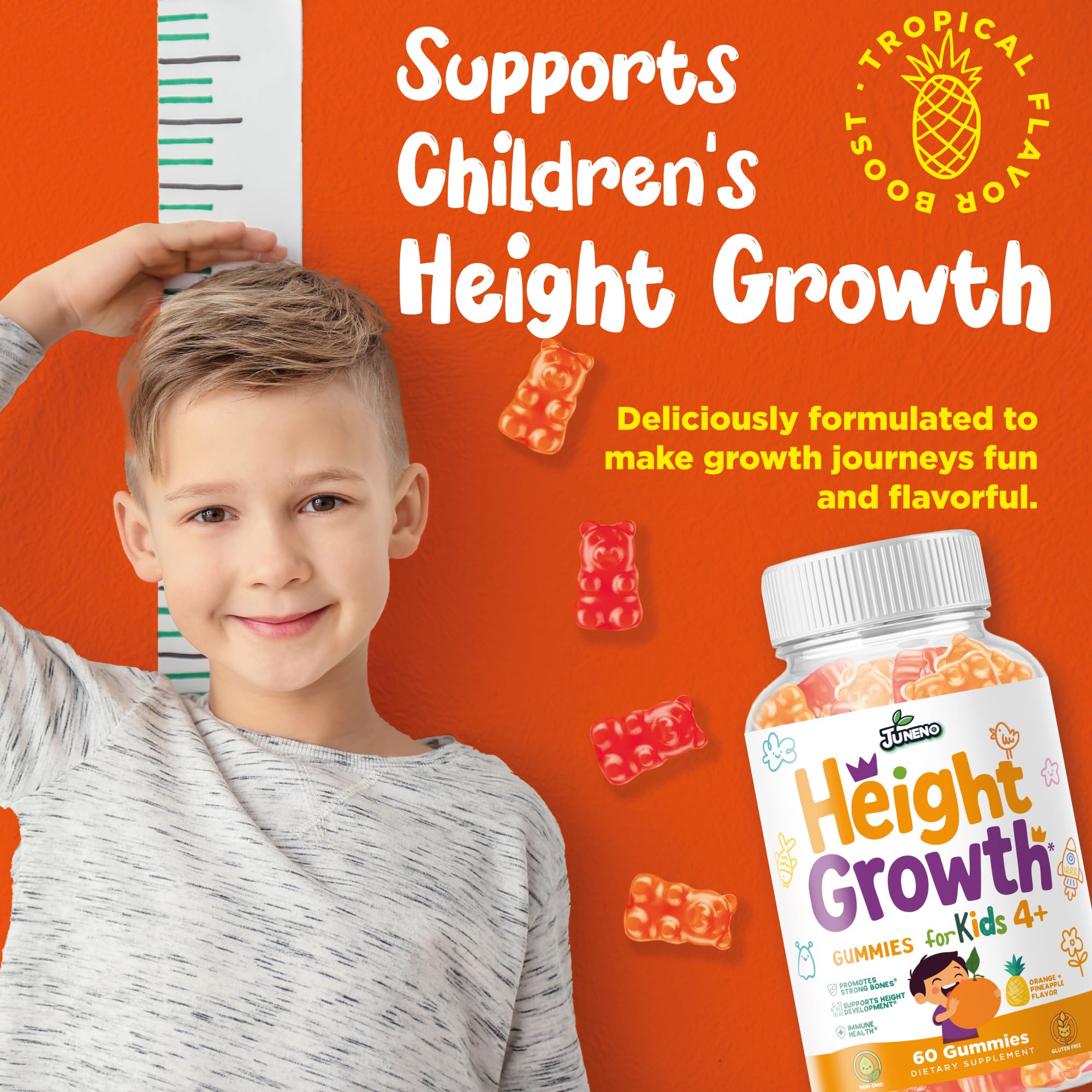 Juneno Height Growth Vitamins Supplement Gummies - Grow Taller for Teens Kids Boys Girls - Natural Height Increaser Maximizer Multivitamin JunenoAu supplements