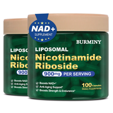 BURMINY NAD Supplement, NAD Nicotinamide Riboside Resveratrol 900mg, Liposomal NAD Supplements for Women & Man, High Purity NMNH Supplement Alternative for Anti-Aging, Energy, Focus - 2Pcs BURMINYAu supplements