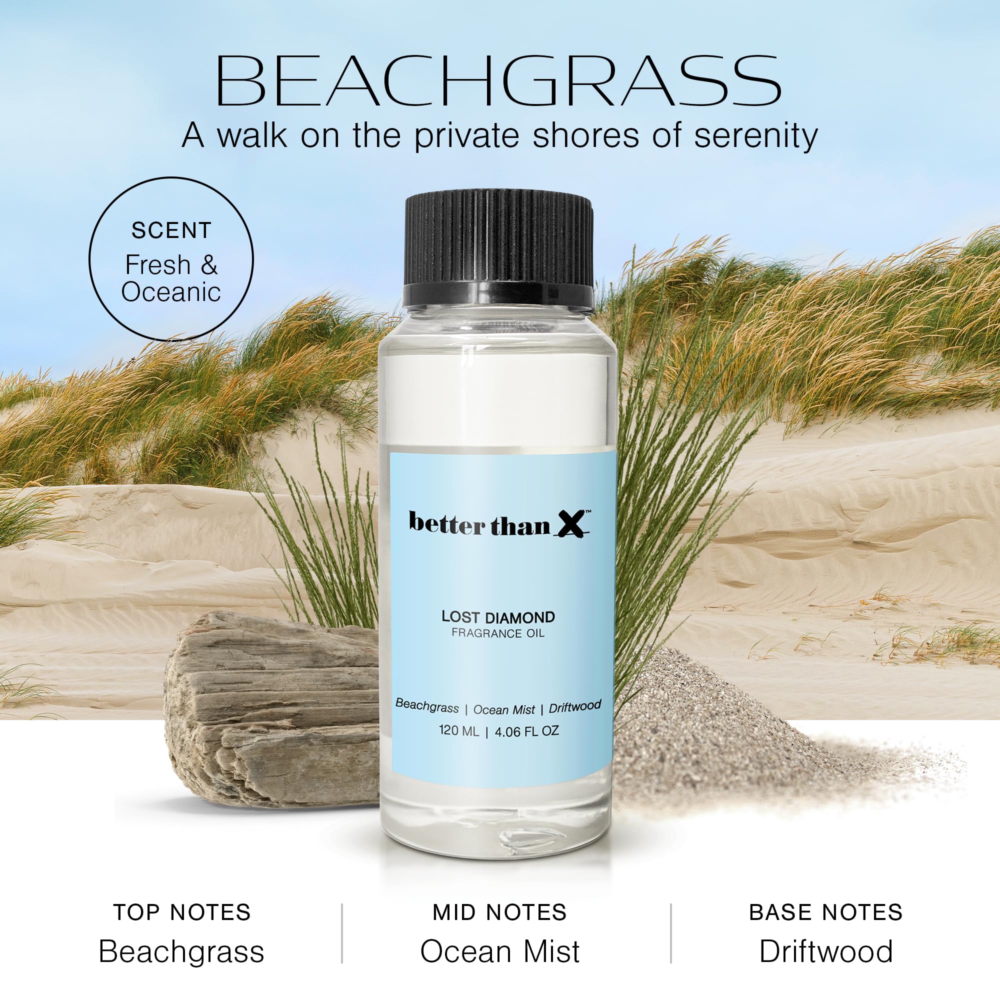 Better Than X Beachgrass Fragrance Oil - Lost Diamond Oceanic Scent for Diffusers - Premium Scent BETTER THAN XAu supplements