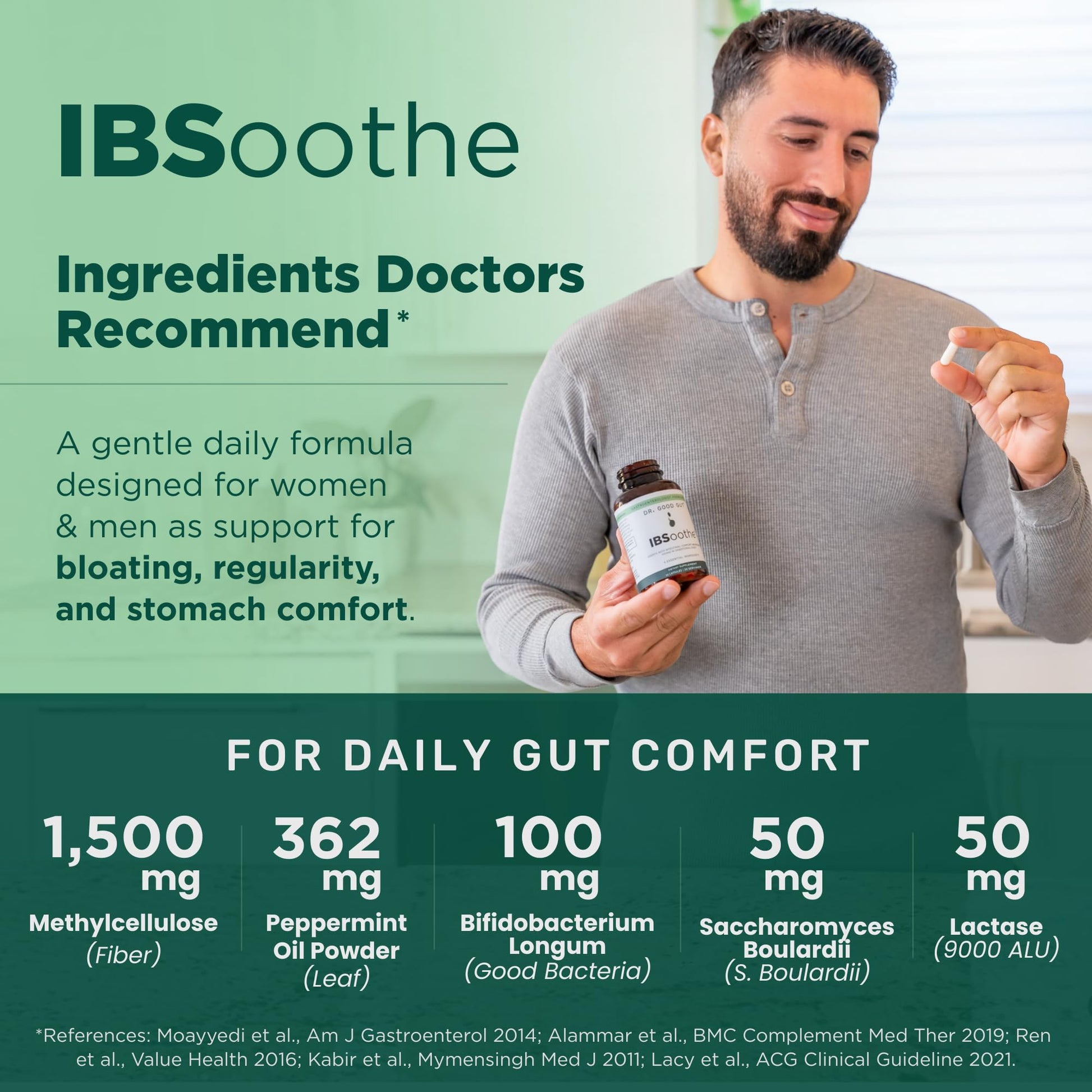 IBSoothe by Dr. Good Gut – Gut Health Supplement for Women & Men with Fiber, Probiotics, Enzymes & Peppermint Oil for Bloating Relief, Digestive Support, IBS Relief & Daily Gut Wellness – 90 Capsules DR. GOODGUTAu supplements
