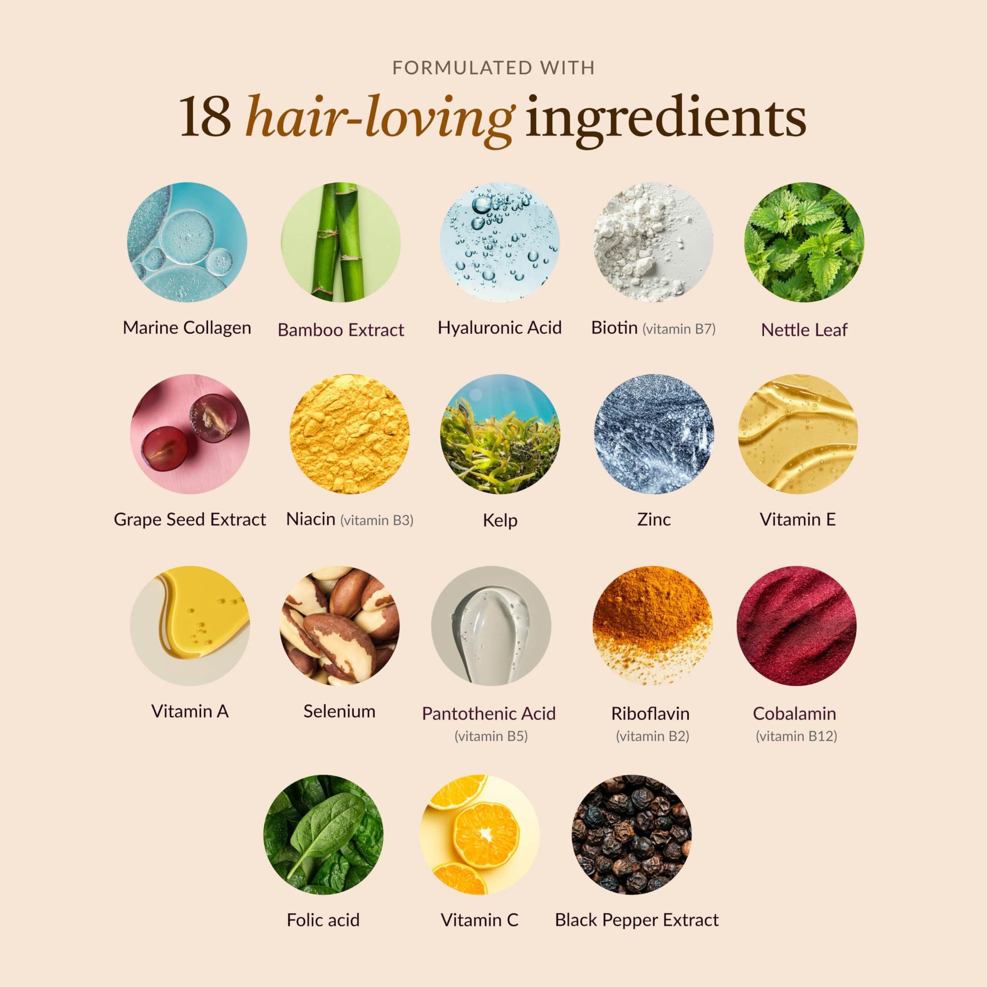 18-in-1 Hair Growth Supplement | Collagen, Hyaluronic Acid, Nettle, Silica, Biotin, Grape Seed Extract, Bamboo | Stronger, Thicker, Longer Hair – Supports Hair Volume, Shine, Scalp & Nail Health kaileaAu supplements