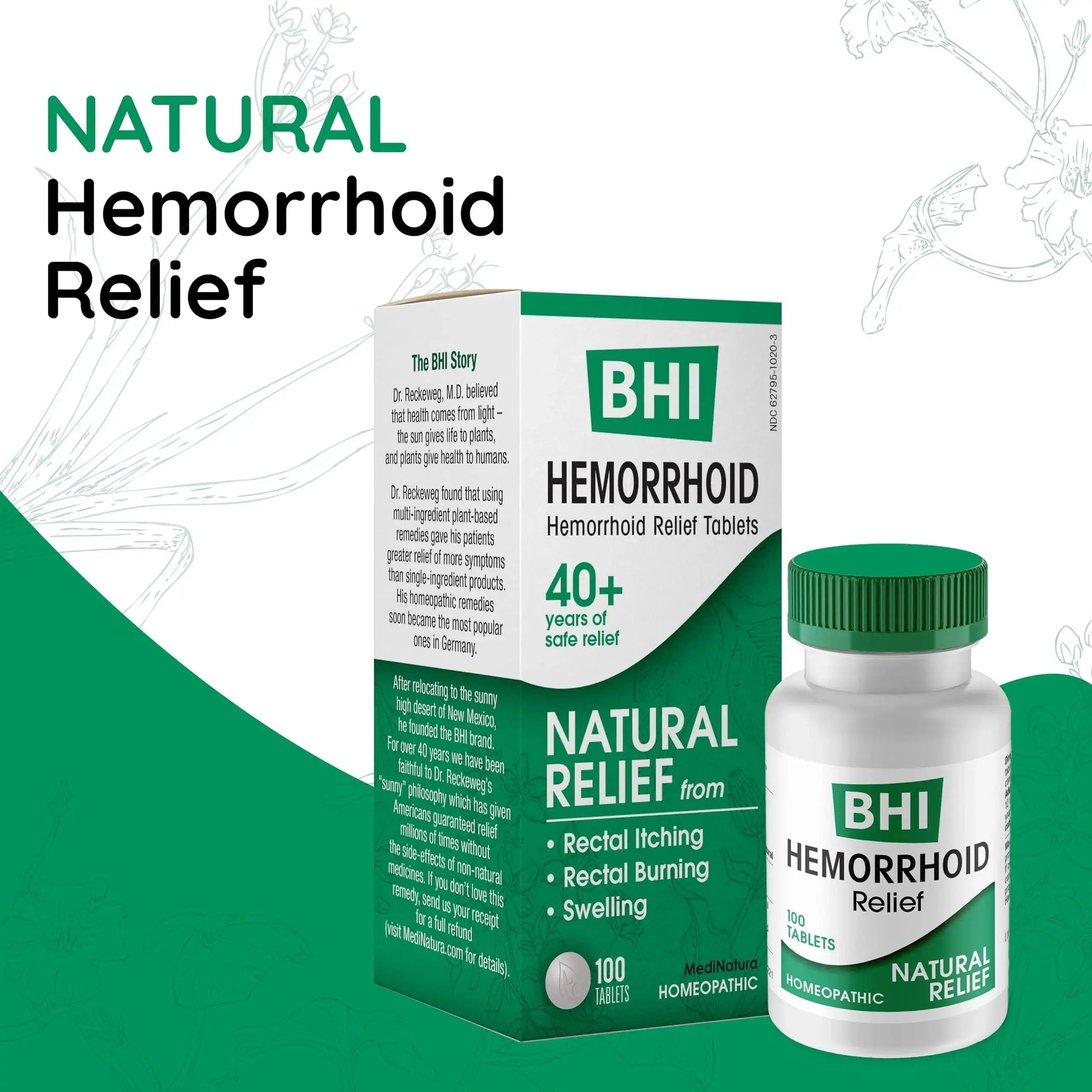 MediNatura BHI Hemorrhoid Relief - Natural Hemorrhoid Treatment for Relieving Rectal Itching - Daily Support - Chewable & Easy-to-Use Tablets - Plant-Based - 100 Count MediNaturaAu supplements