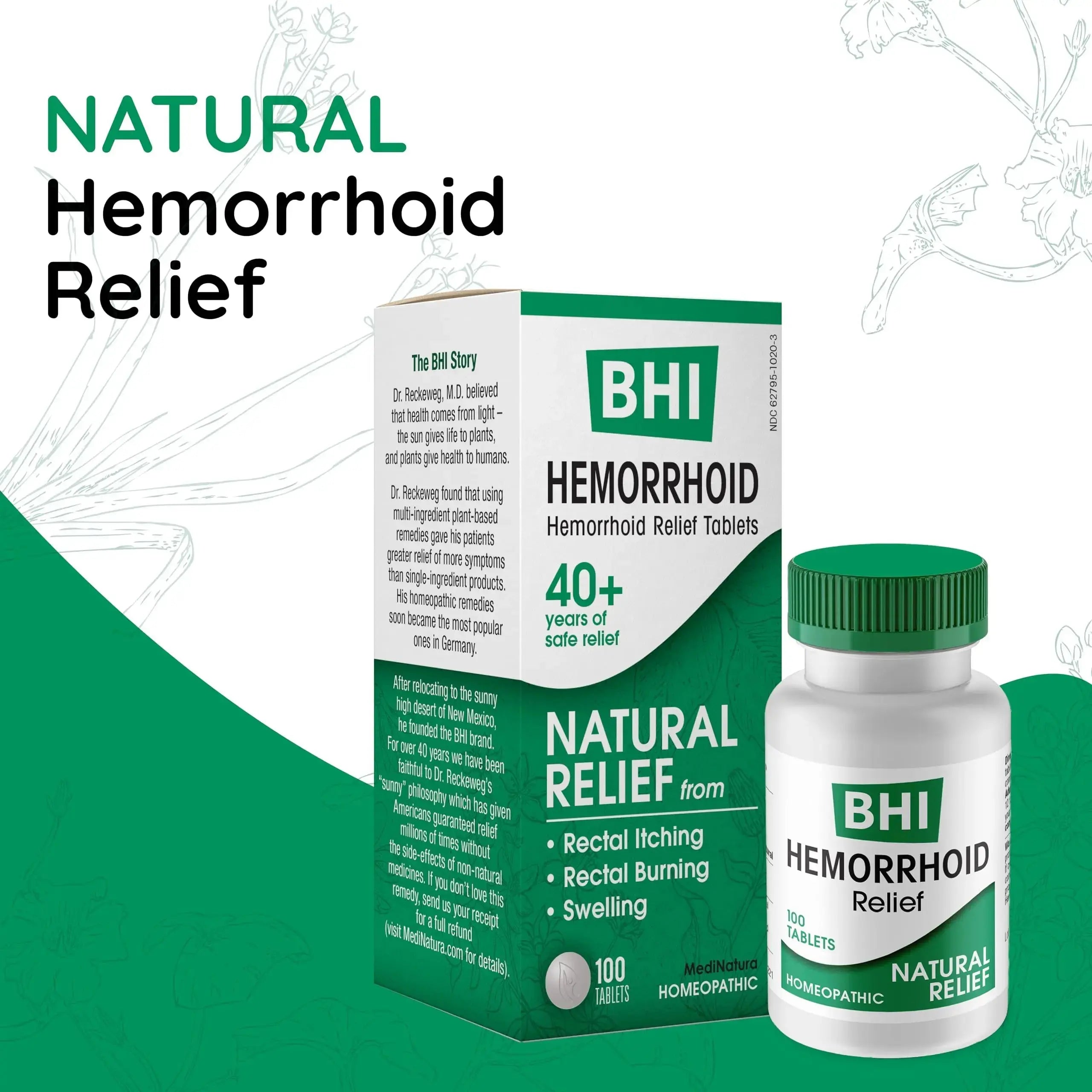 MediNatura BHI Hemorrhoid Relief - Natural Hemorrhoid Treatment for Relieving Rectal Itching - Daily Support - Chewable & Easy-to-Use Tablets - Plant-Based - 100 Count MediNaturaAu supplements