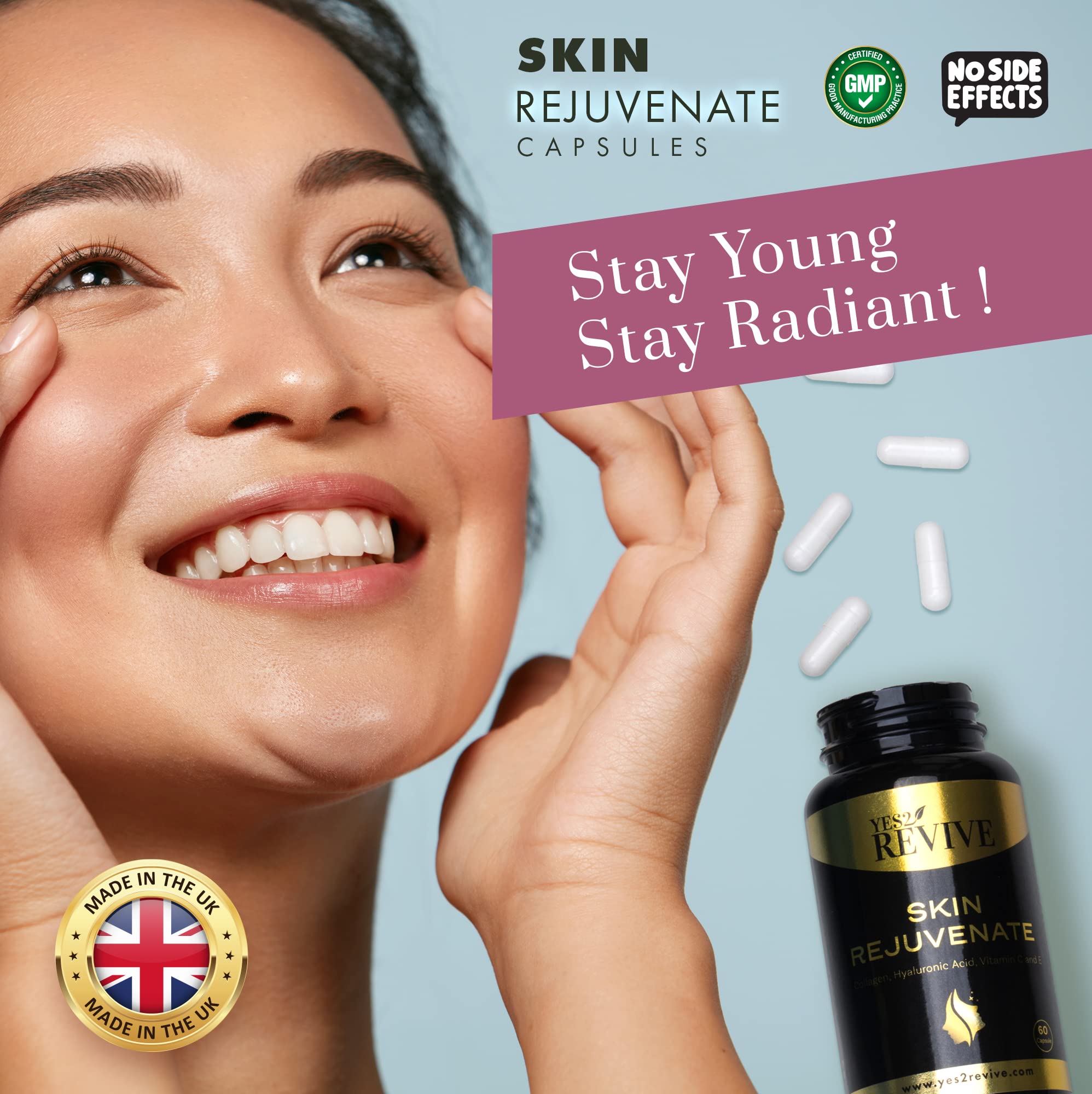 YES2 REVIVE Marine Collagen Capsules - Enhanced with Hyaluronic Acid Vitamin C & E Skin Rejuvenate YES2 REVIVEAu supplements