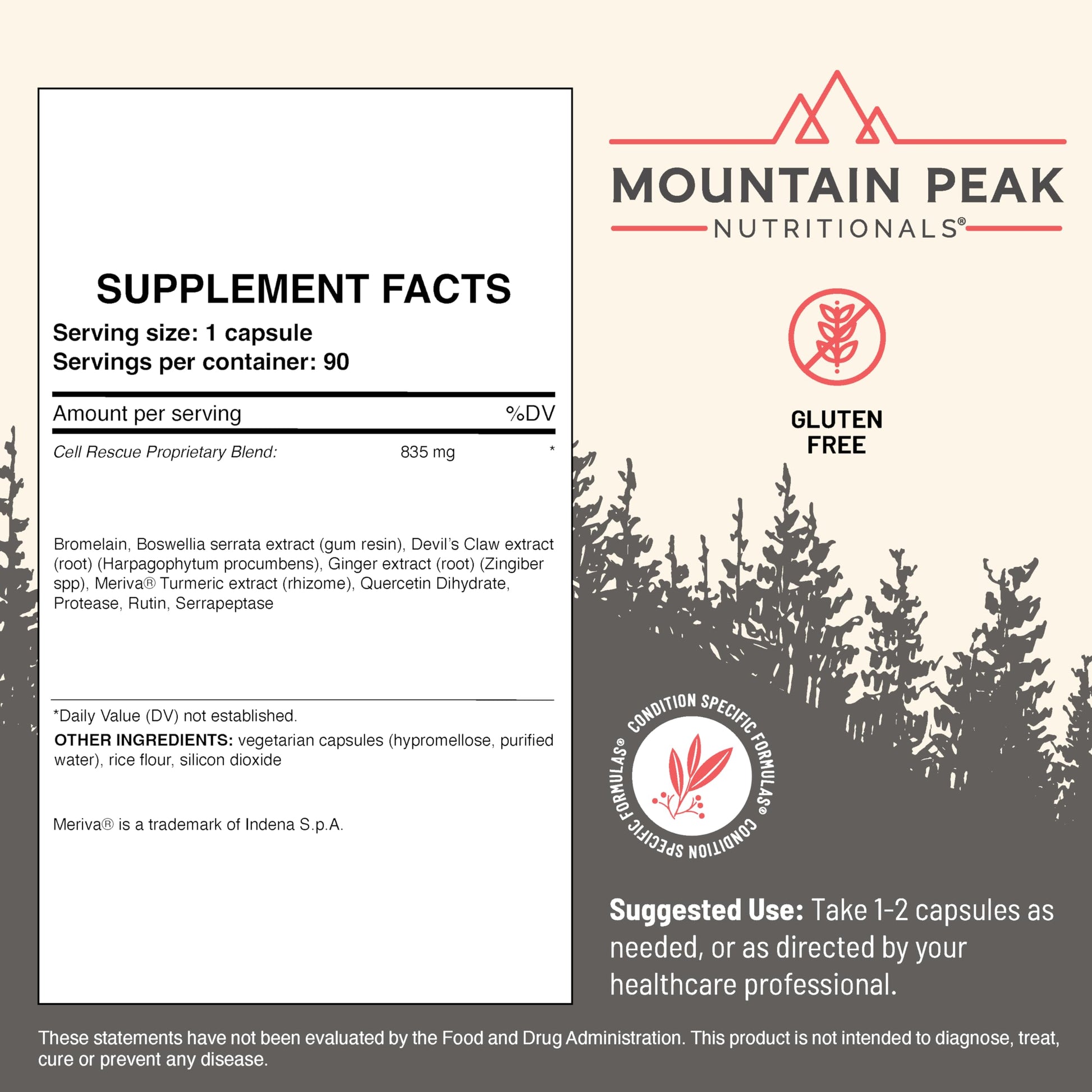 Mountain Peak Nutritionals Cell Rescue - Antioxidant Immune Support Supplement with Turmeric, Ginger Root, and Bromelain - Supports Intestinal Health & Whole Body (90 Capsules) Mountain Peak NutritionalsAu supplements