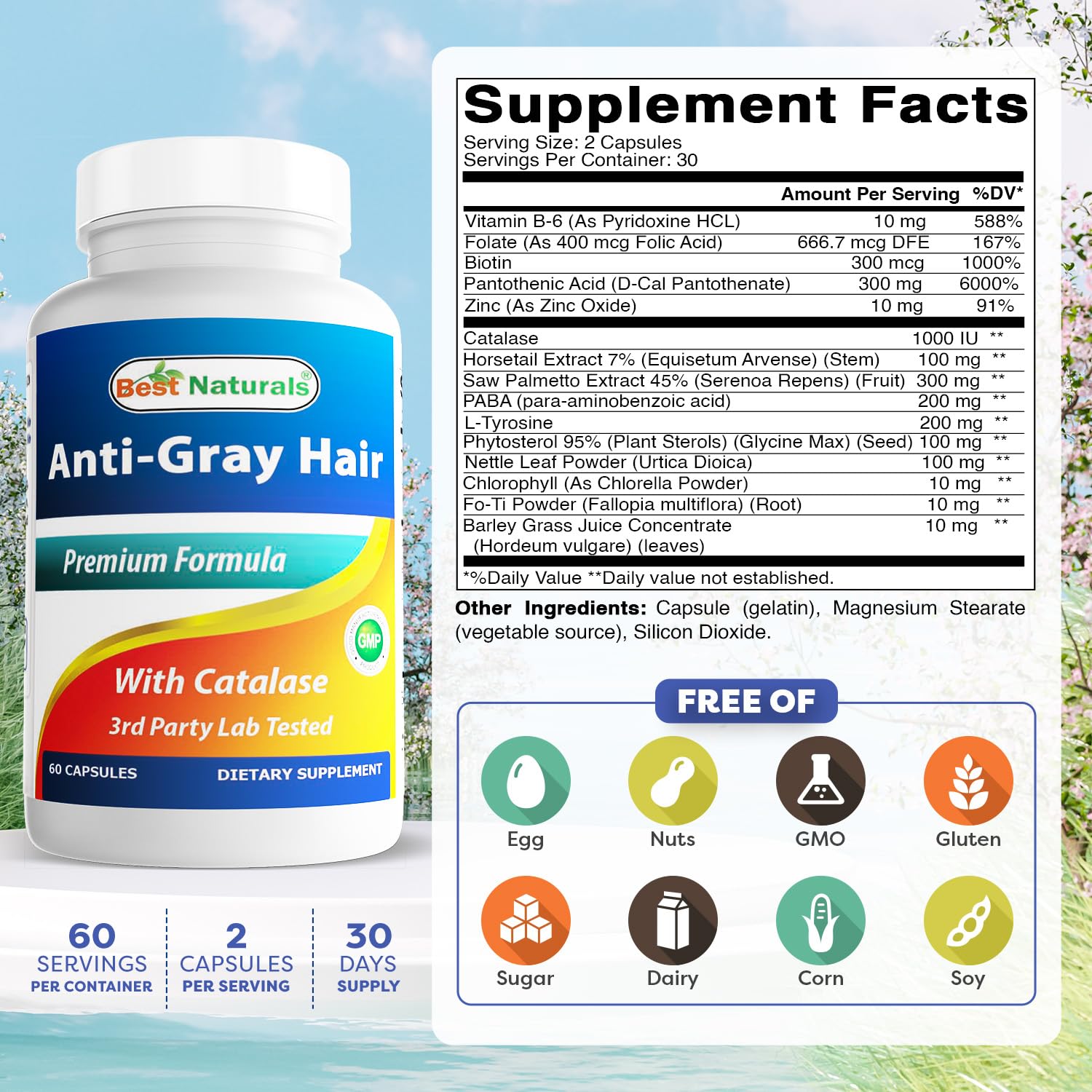 Best Naturals Anti Gray Hair Formula, 60 Count Best NaturalsAu supplements