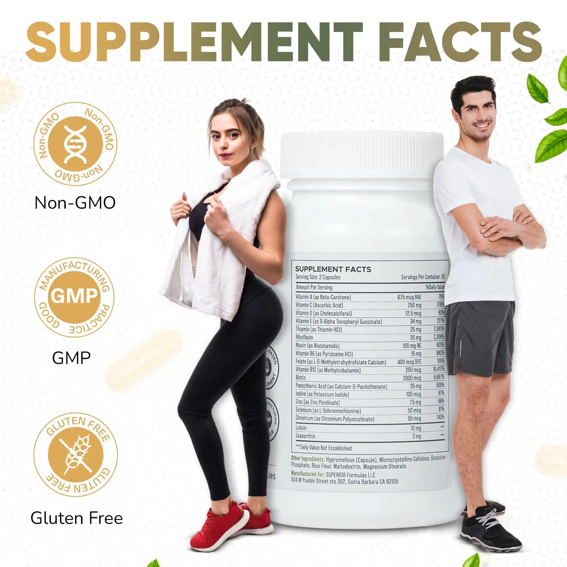 Superior Formulas LLC High Potency Multivitamin with AREDS2 Nutrients; Physician-Formulated Daily Supplement with Lutein, Zeaxanthin, Zinc, Vitamin C & E Superior Formulas LLCAu supplements