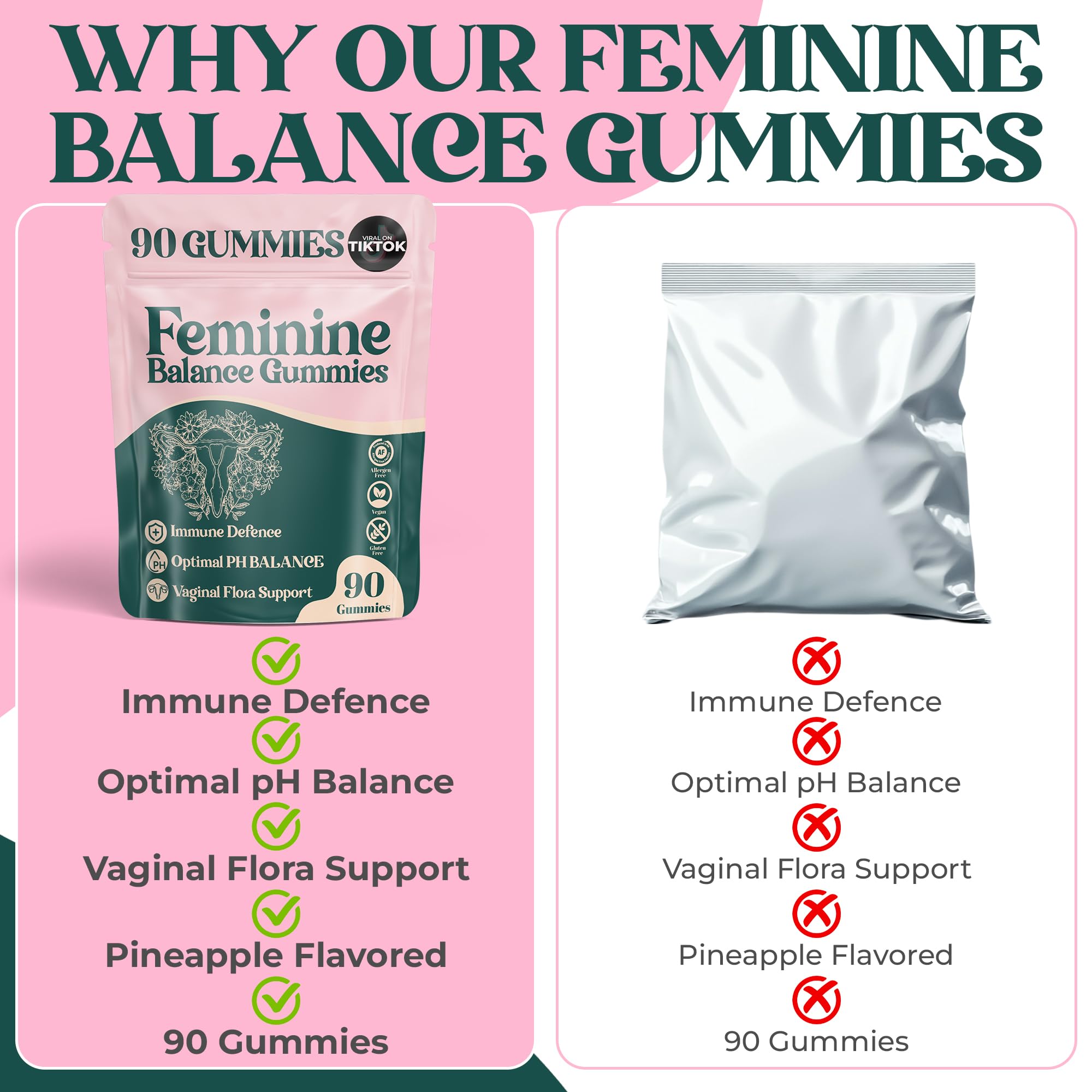 ORGANIC UPLIFT Premium Feminine Balance Gummies - for Women’s Health & Wellness - Immune Support - Vegan, Gluten-Free - Hawaiian Pineapple - 90 Gummies - 45 Servings ORGANIC UPLIFTAu supplements