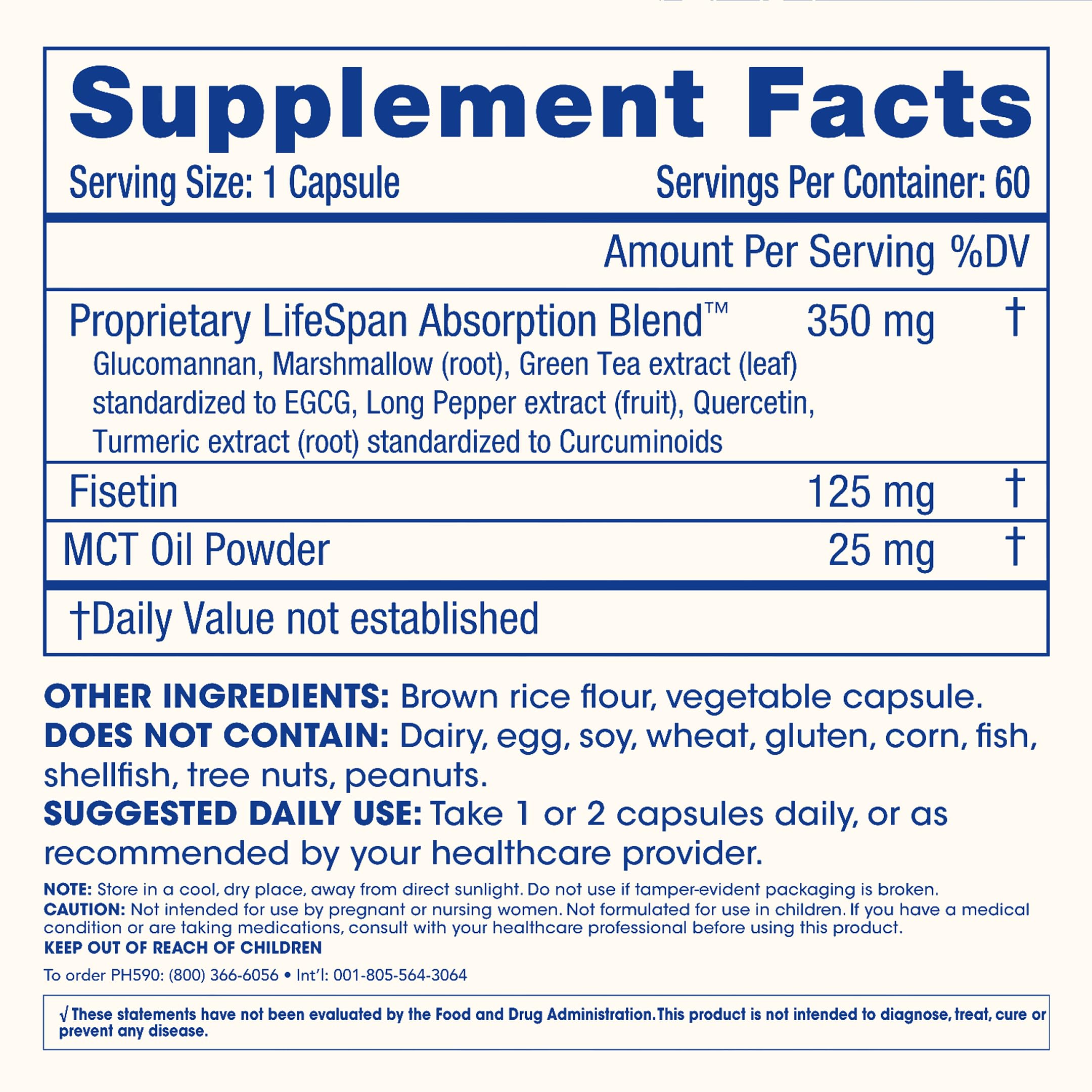 ProHealth Fisetin Supplements-15X Better Absorption from Polyphenol Blend + MCT Oil. 3rd Party Tested Pure. USA Manufactured. Powerful Antioxidant + Senolytic. Fisetin Supplement 125mg X 60 Servings ProHealthAu supplements